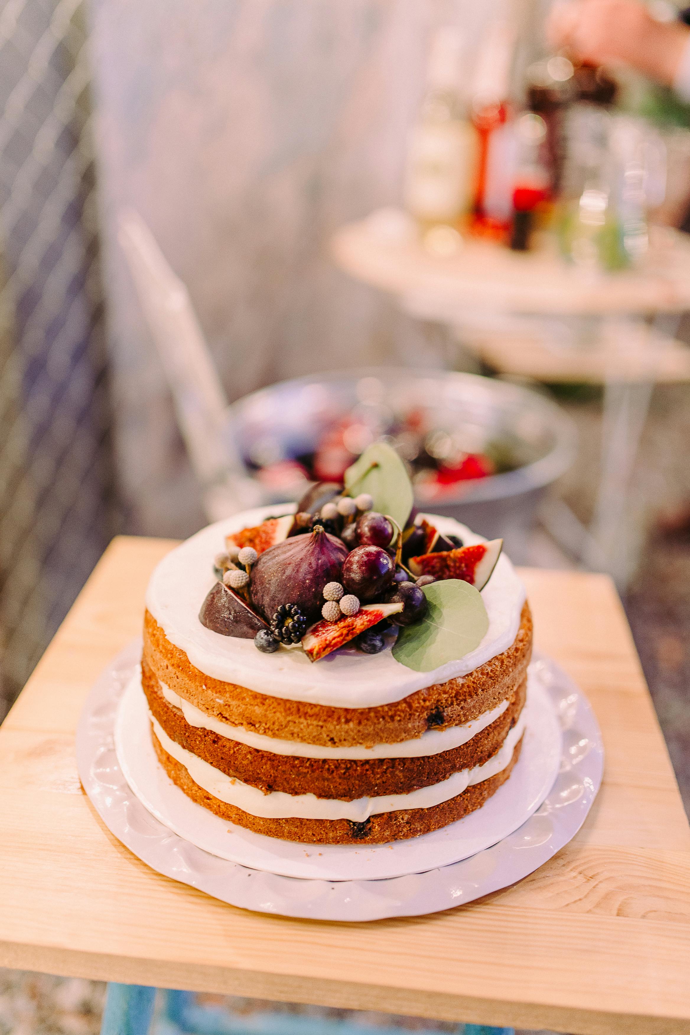 Naked Layer Cake Topped with Fresh Fruit