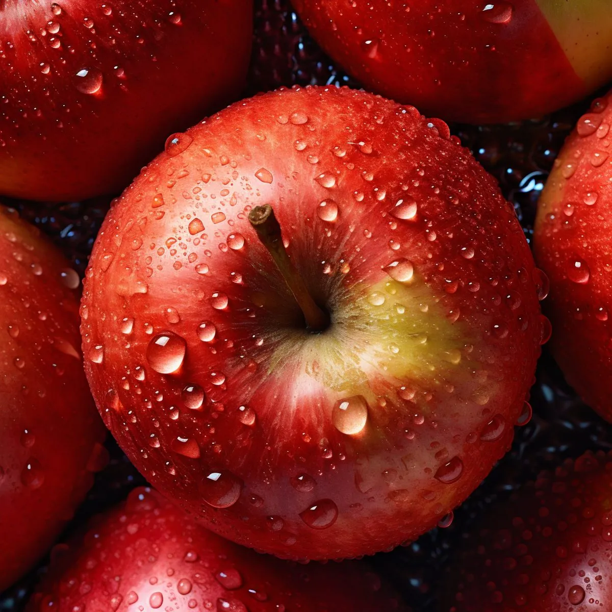 Fresh Red Apples with Water Droplets