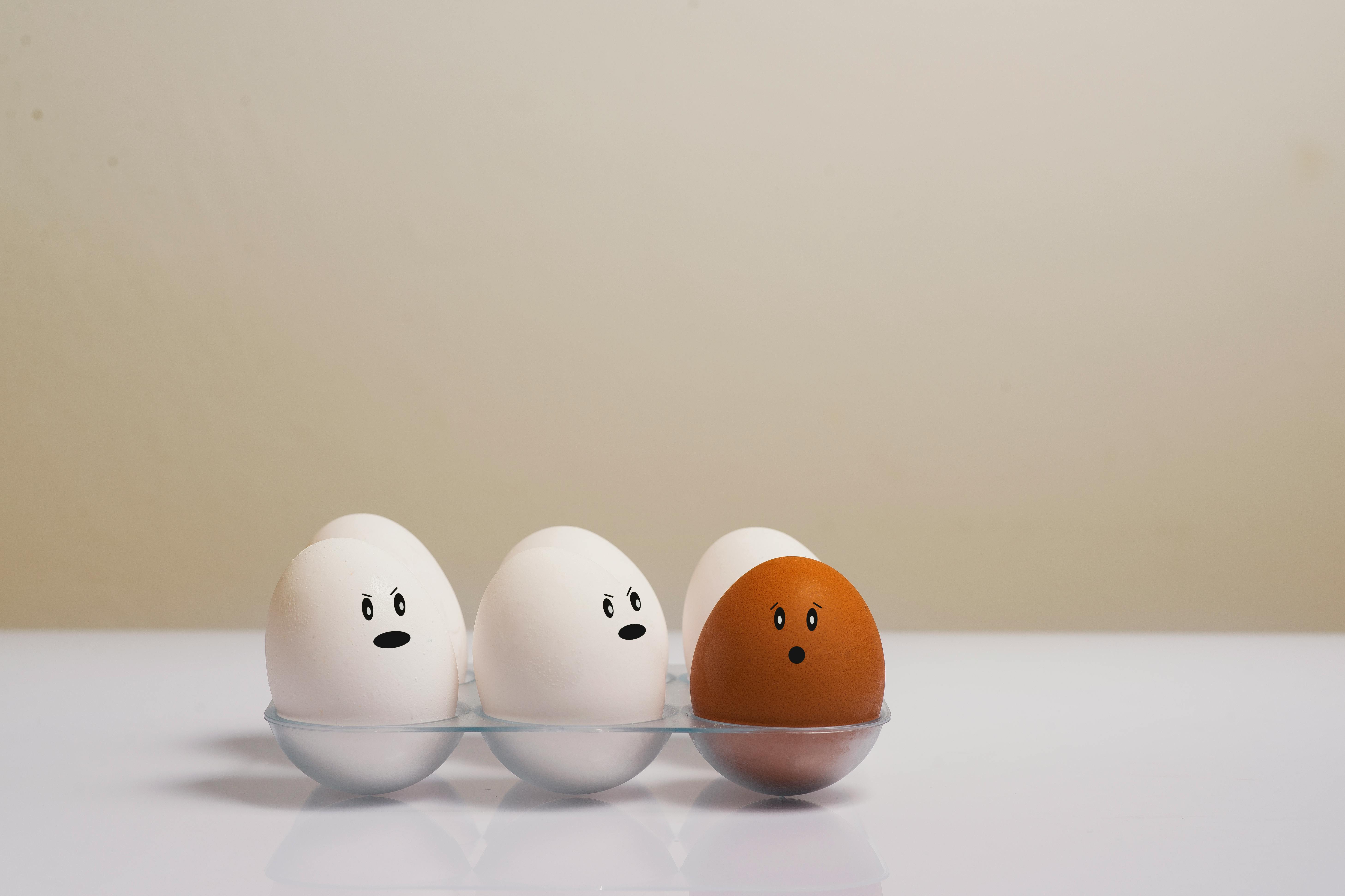 Eggs With Drawn Cartoon Faces