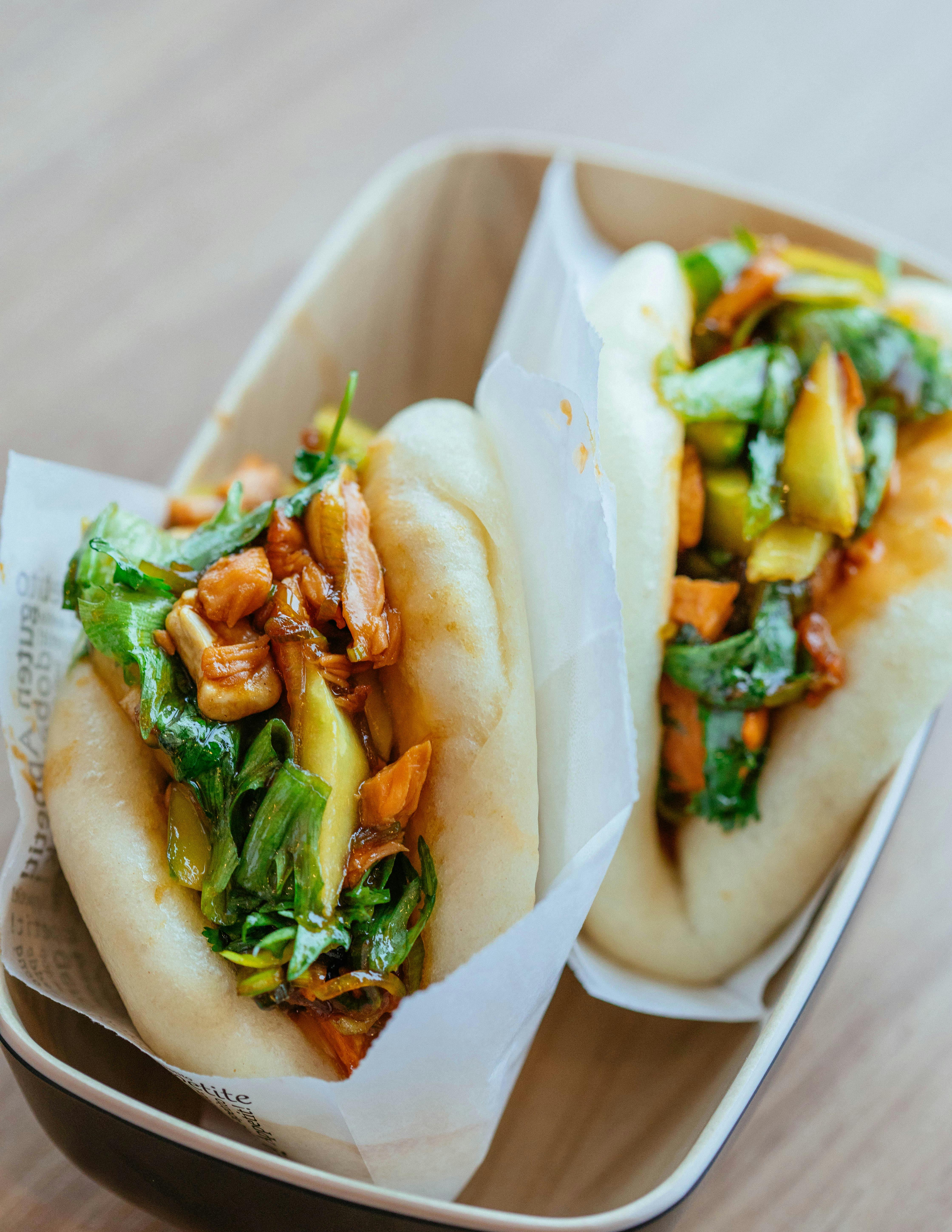 Two Stuffed Steamed Bao Buns
