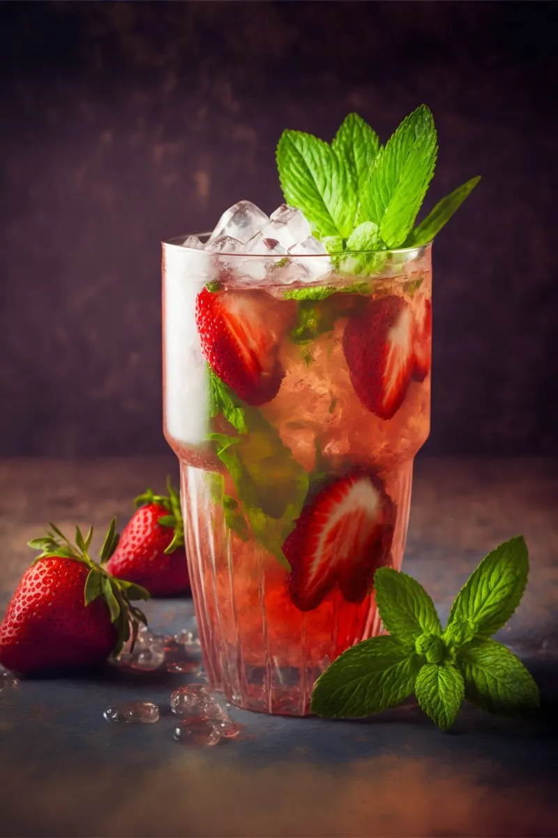 Iced Strawberry Mint Cocktail