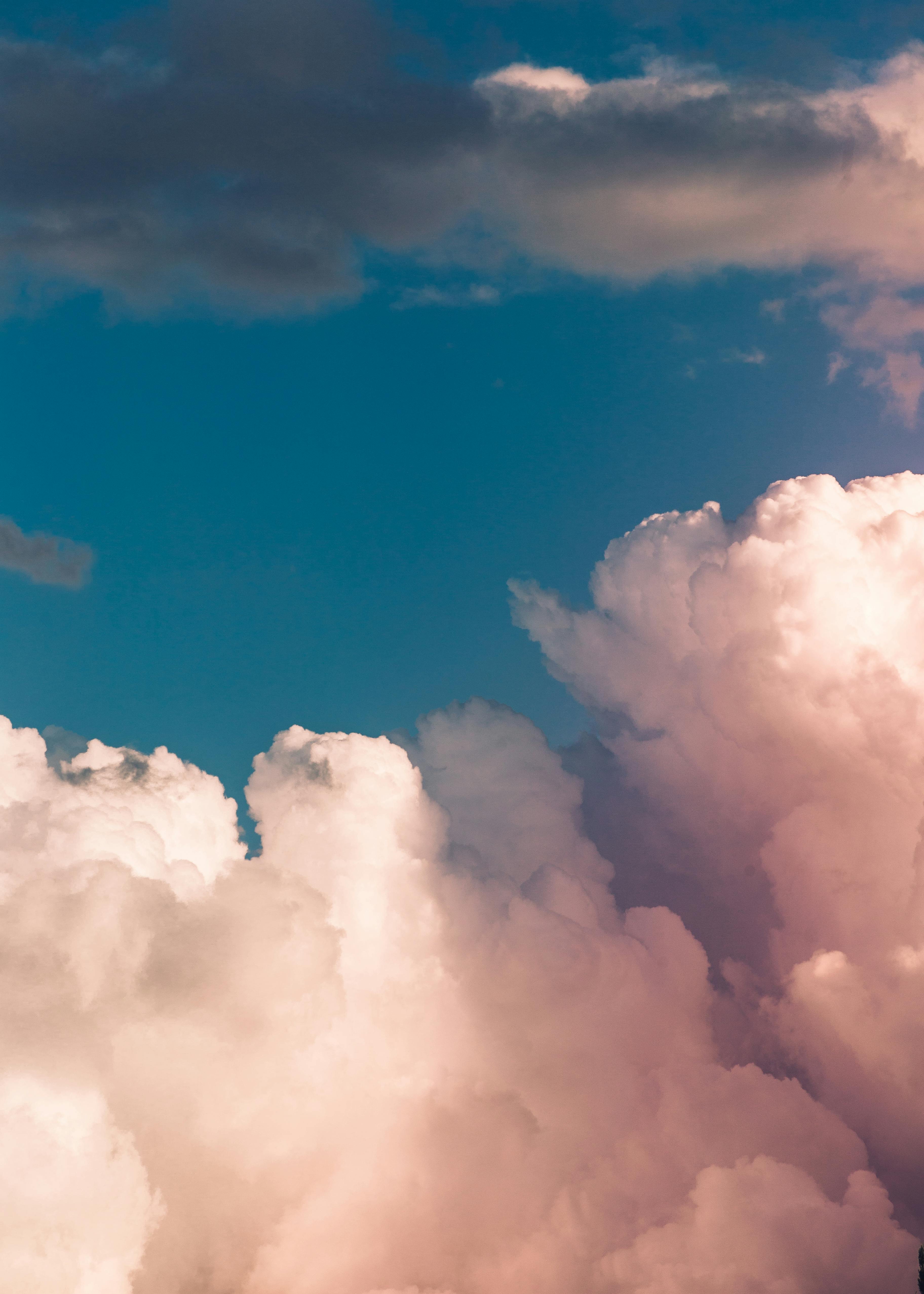 Pink Clouds Against Deep Blue Sky
