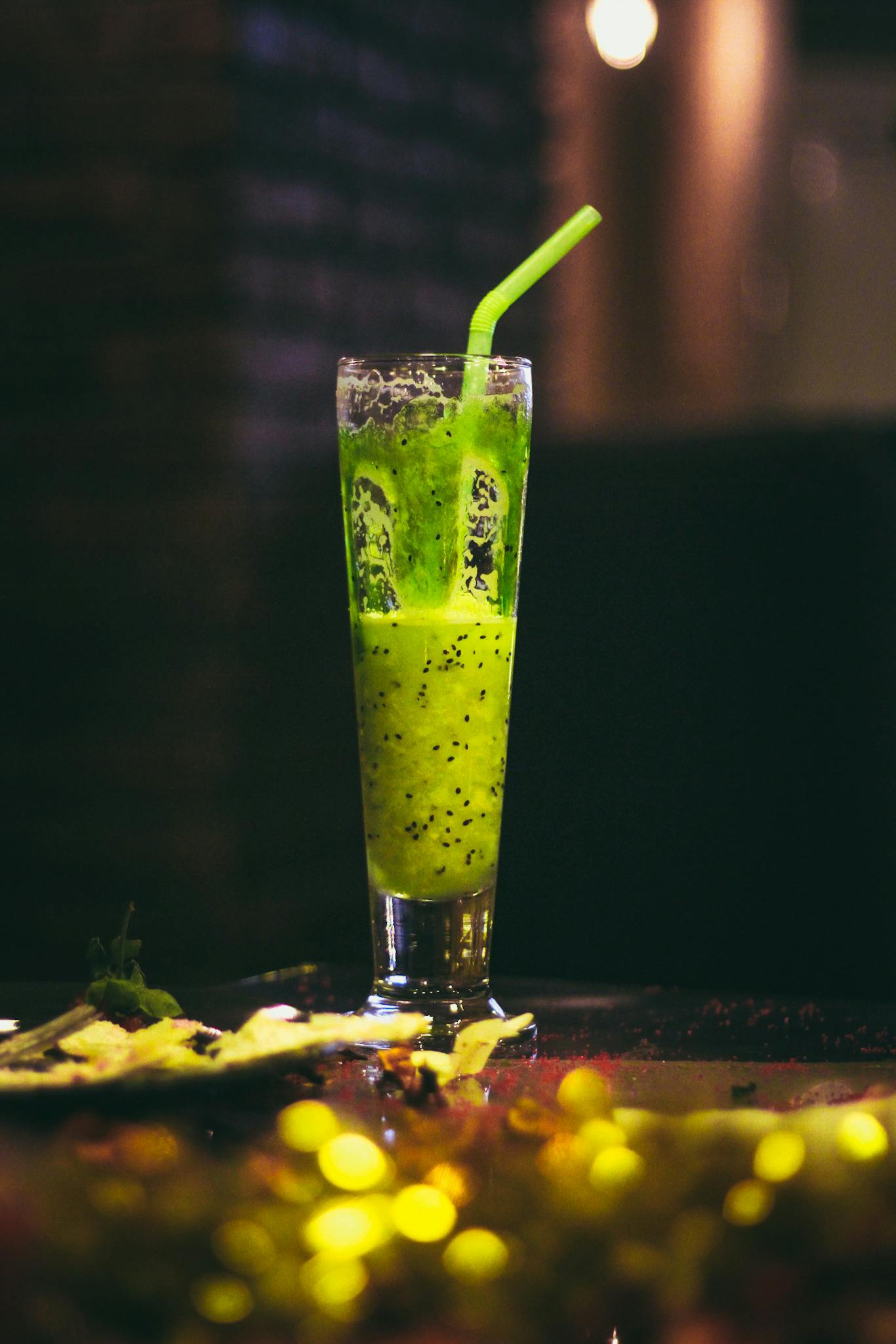 Kiwi Green Smoothie in Tall Glass — Food