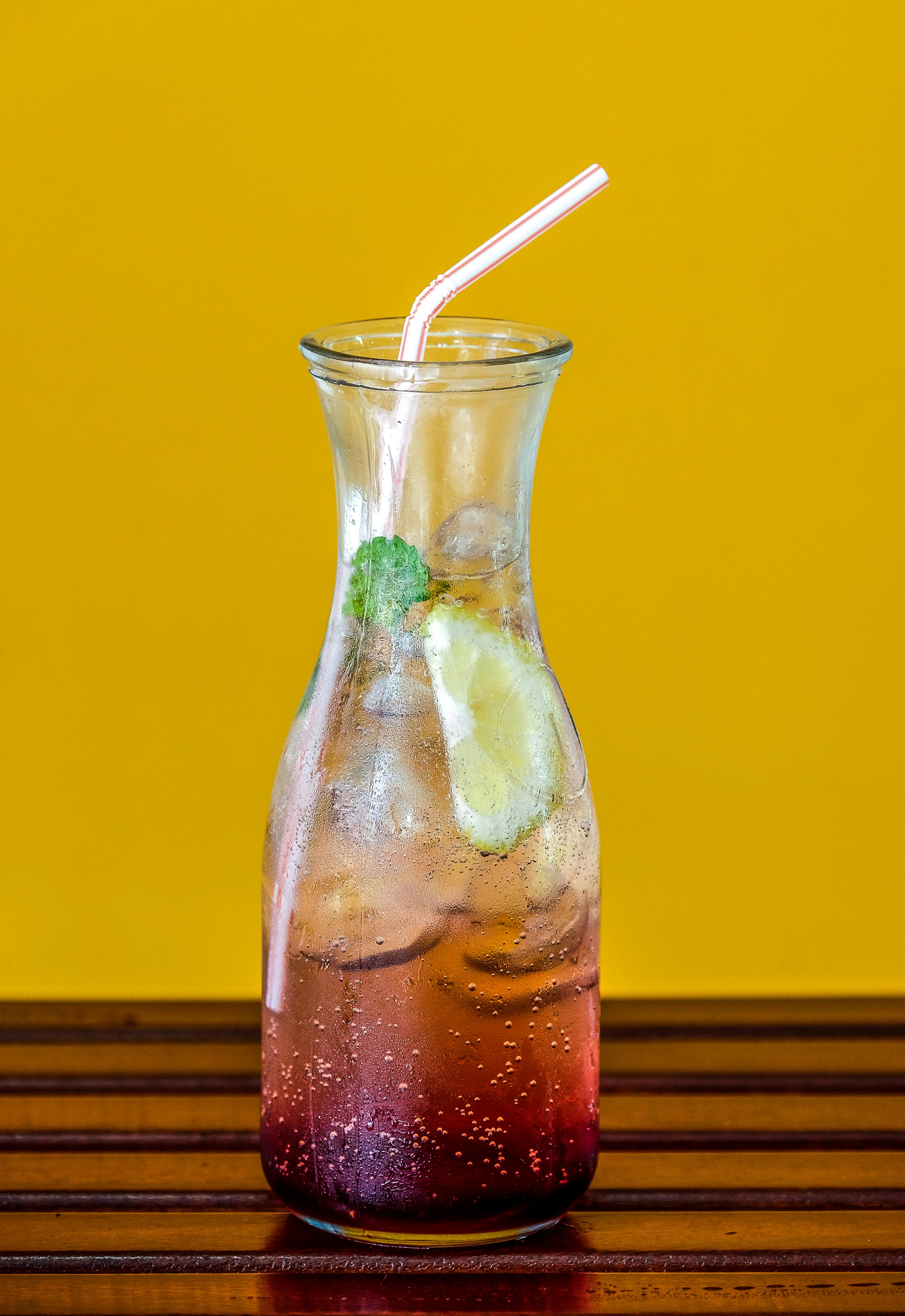 Refreshing Iced Drink in Glass Carafe
