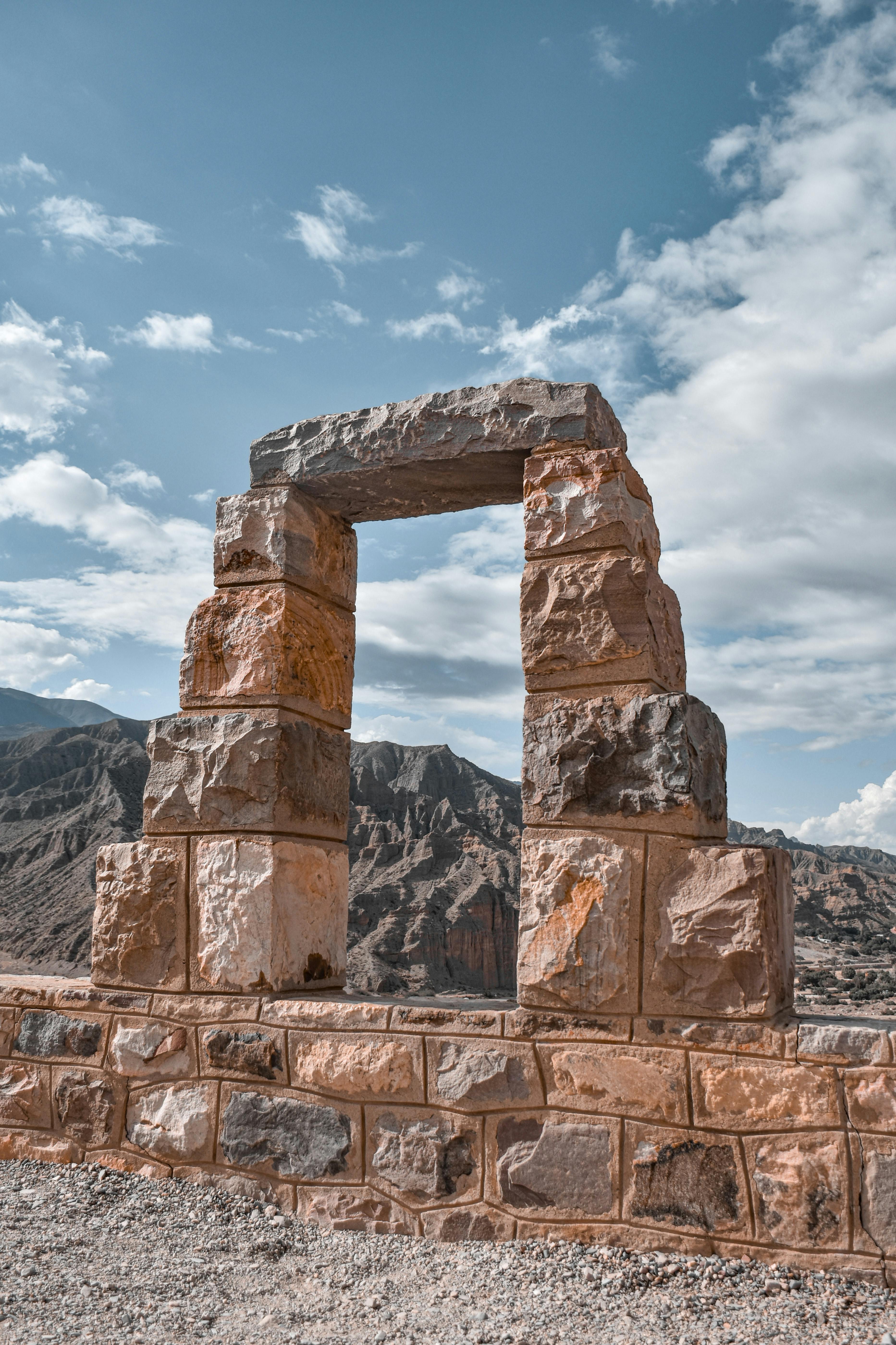 Stone Frame Overlooking Arid Mountains — Nature