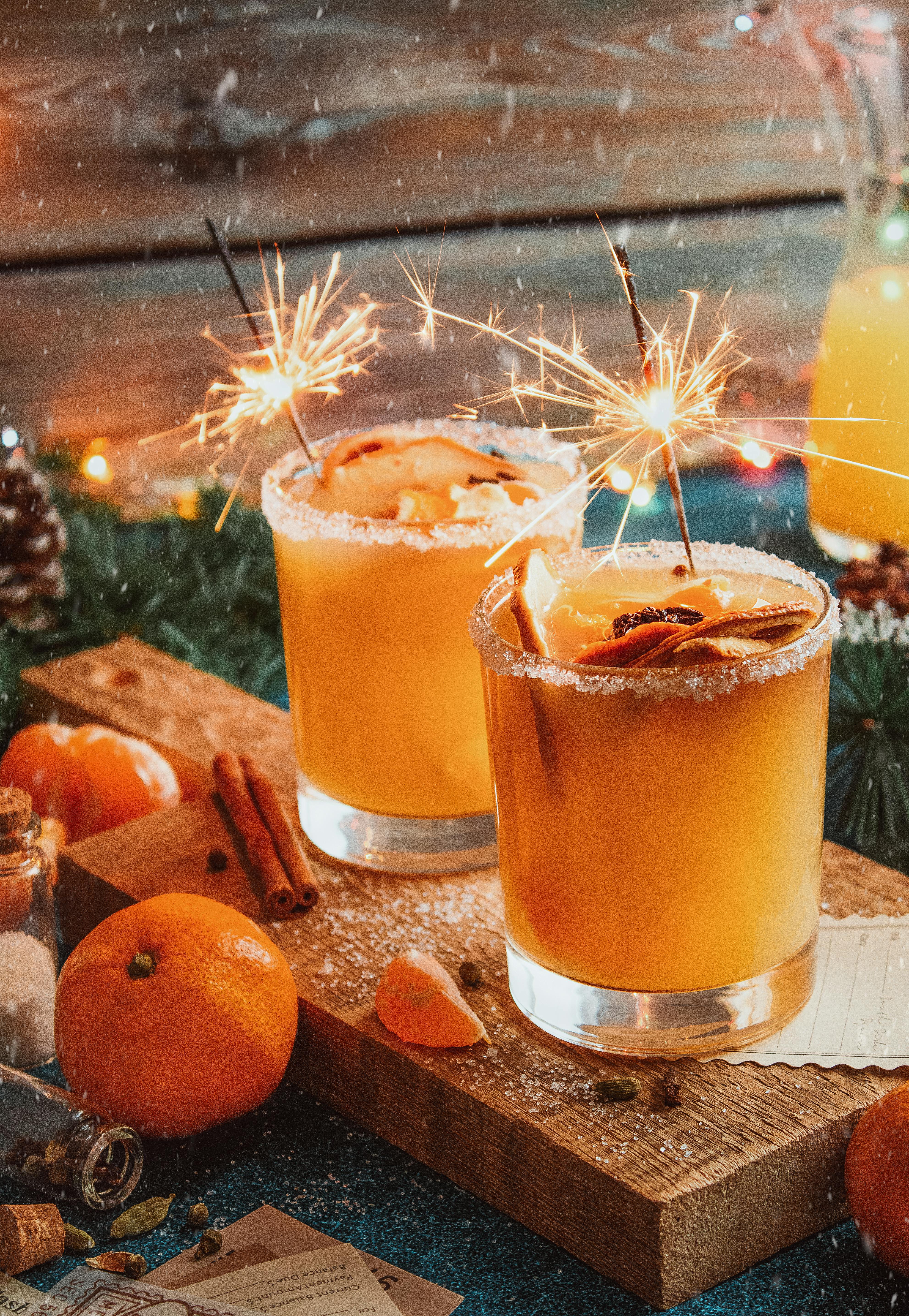 Festive Holiday Orange Cocktails with Sparklers — Food