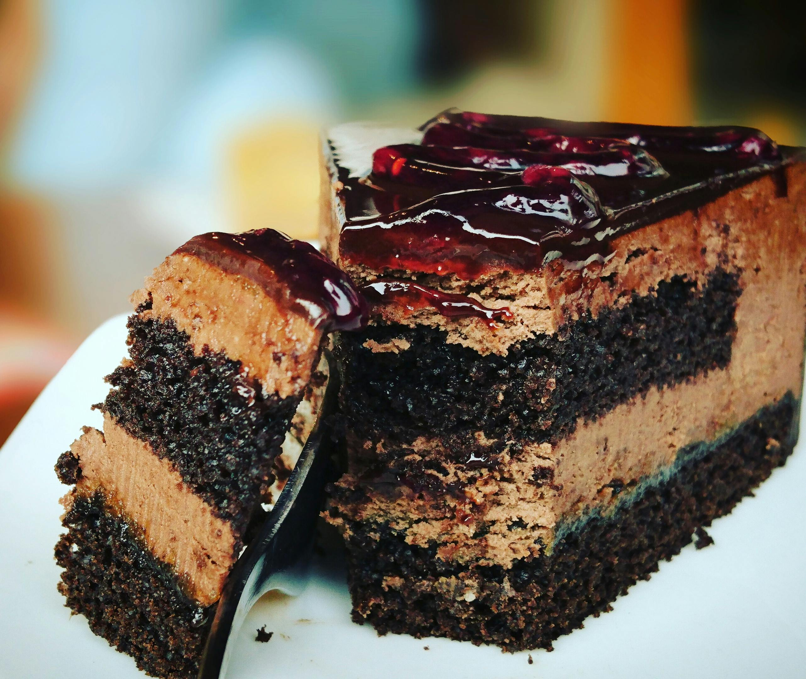 Layered Chocolate Cake Slice — Food
