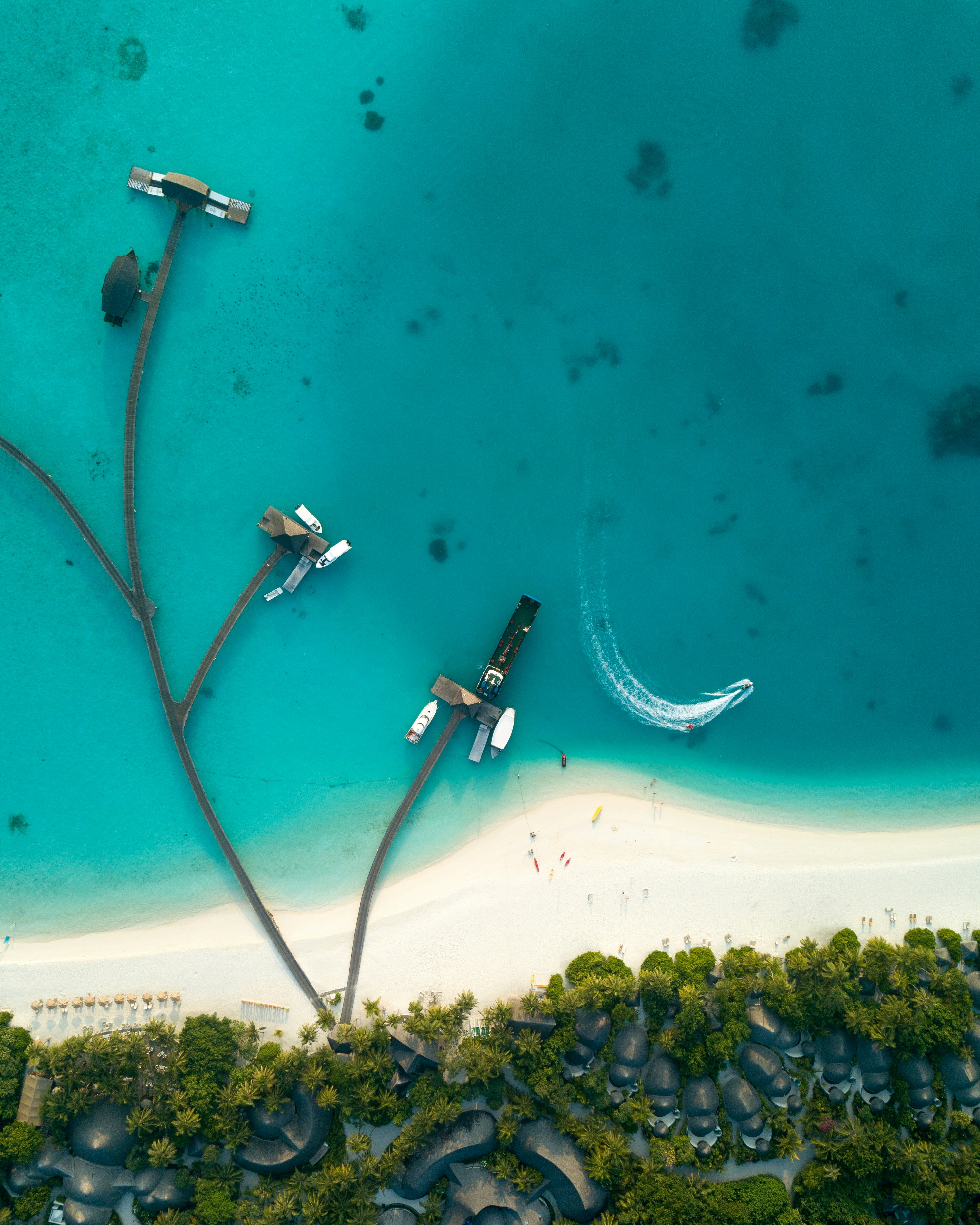 Aerial View of Tropical Island Resort