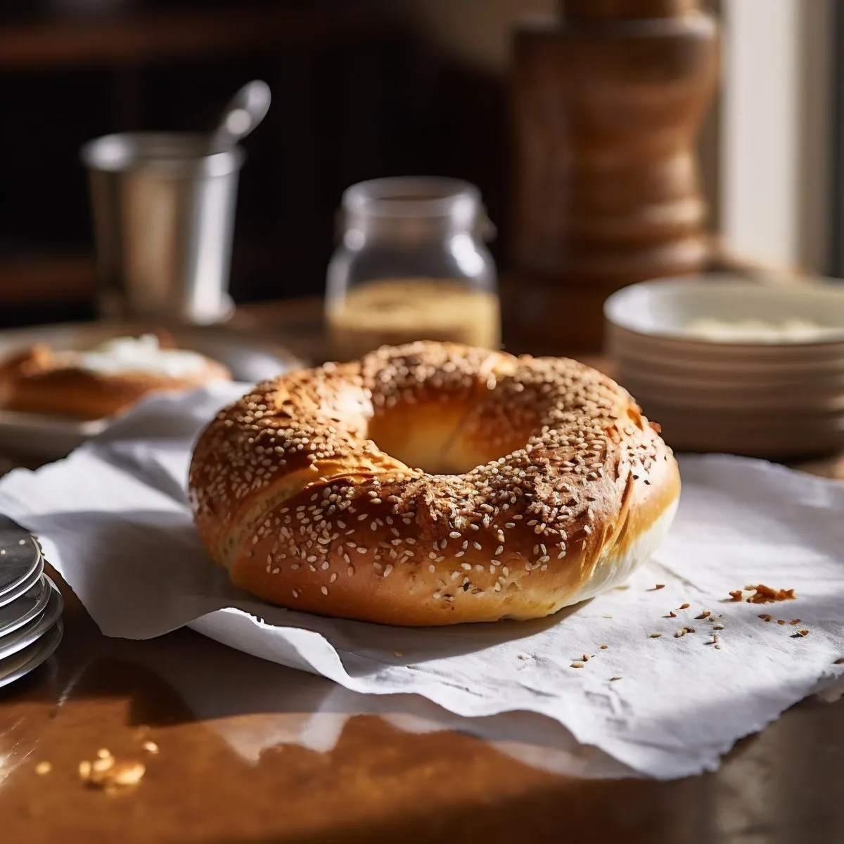 Fresh Baked Sesame Seed Bagel — Food