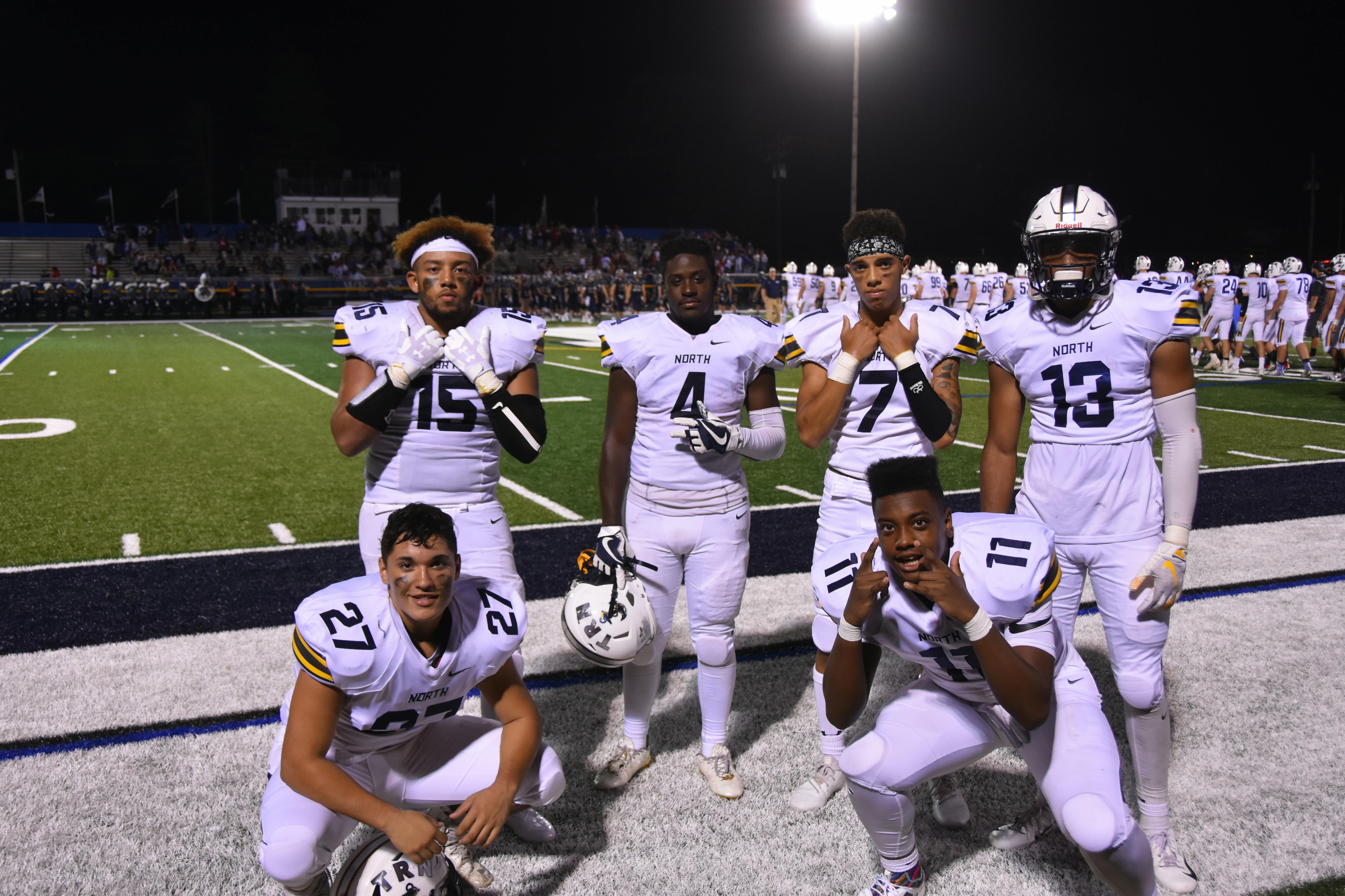 North High Football Players Night Portrait