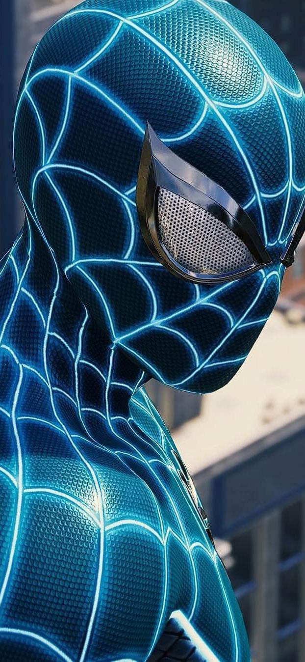 Blue Suit Spider-Man Close Up