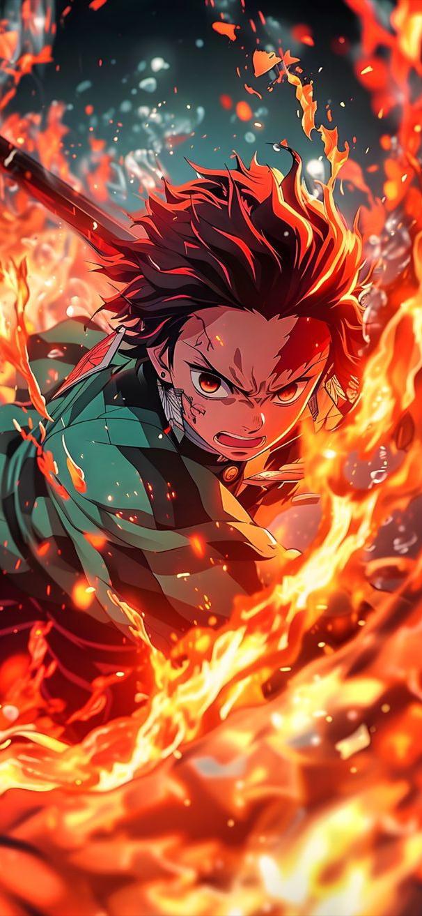Tanjiro Kamado Surrounded by Flames