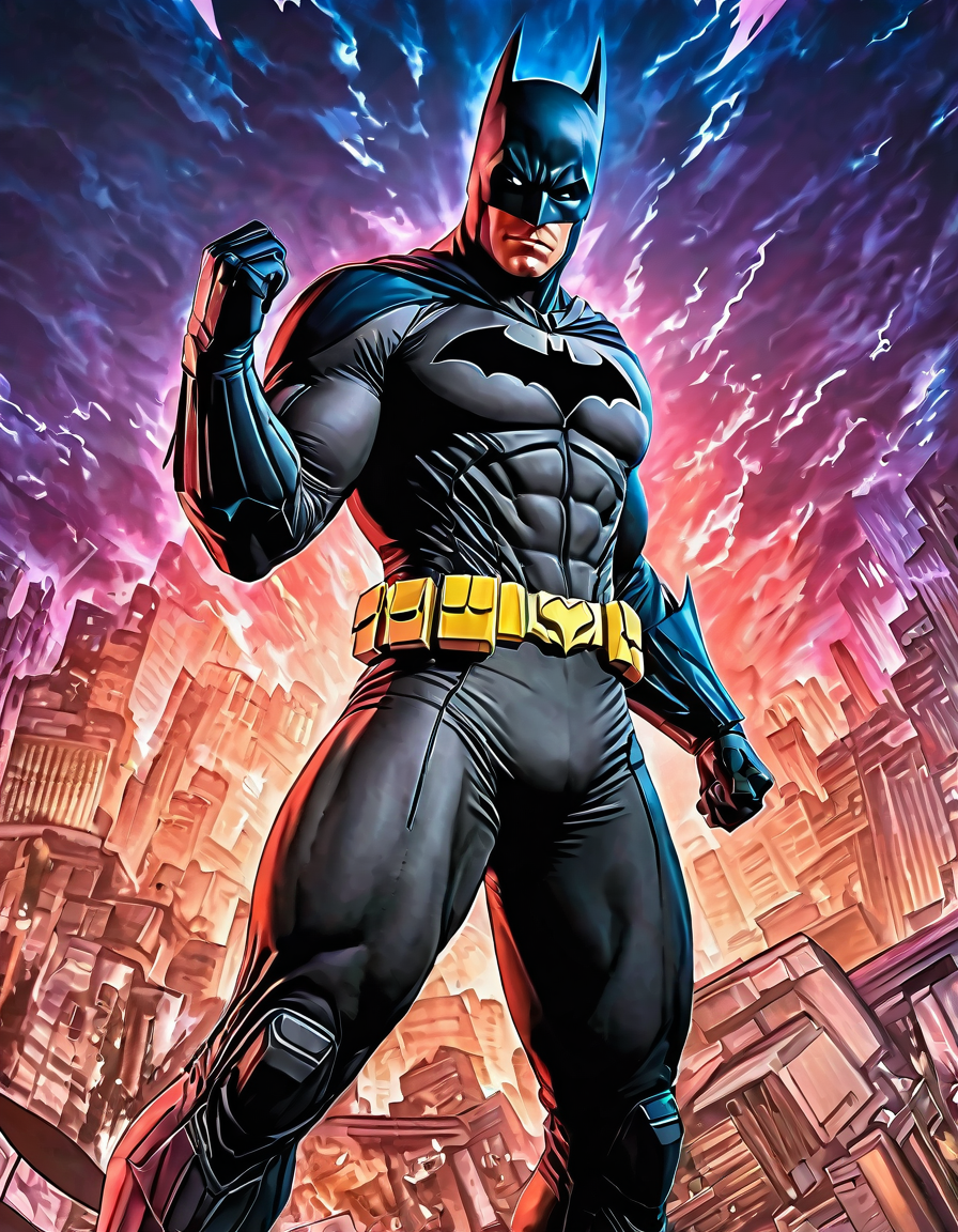 Batman Standing Over Gotham City
