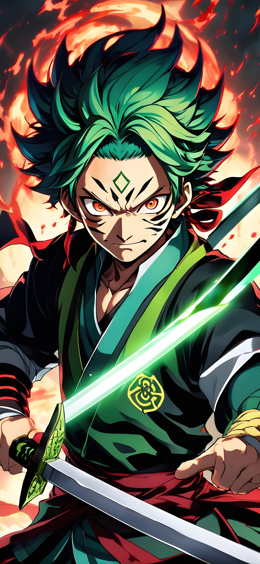 Green-Haired Anime Swordsman