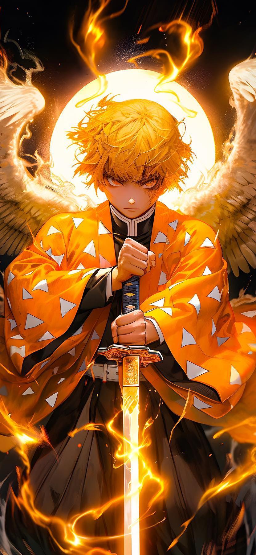 Zenitsu Agatsuma with Burning Sword