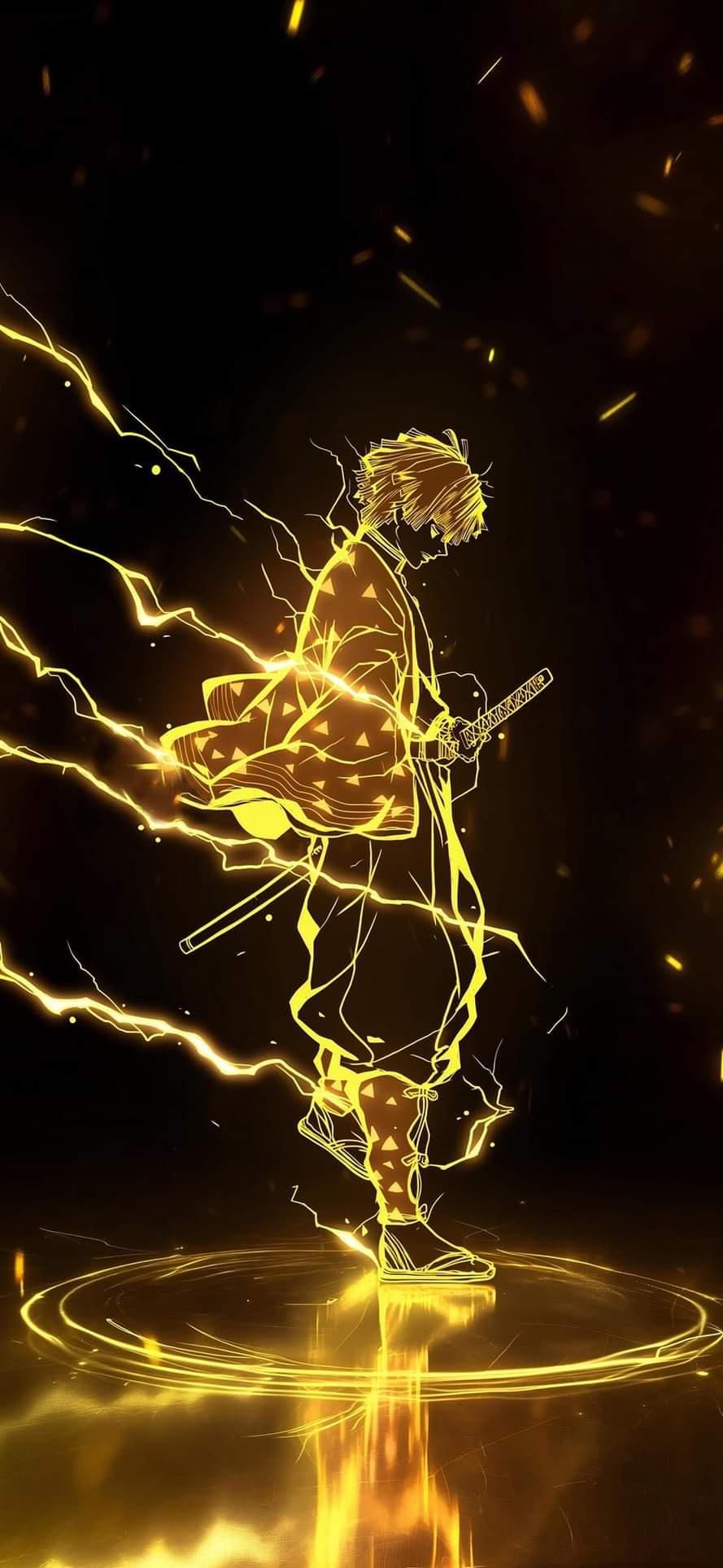 Glowing Zenitsu Lightning Anime Art