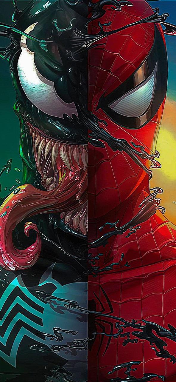 Split Venom and Spider-Man Portrait