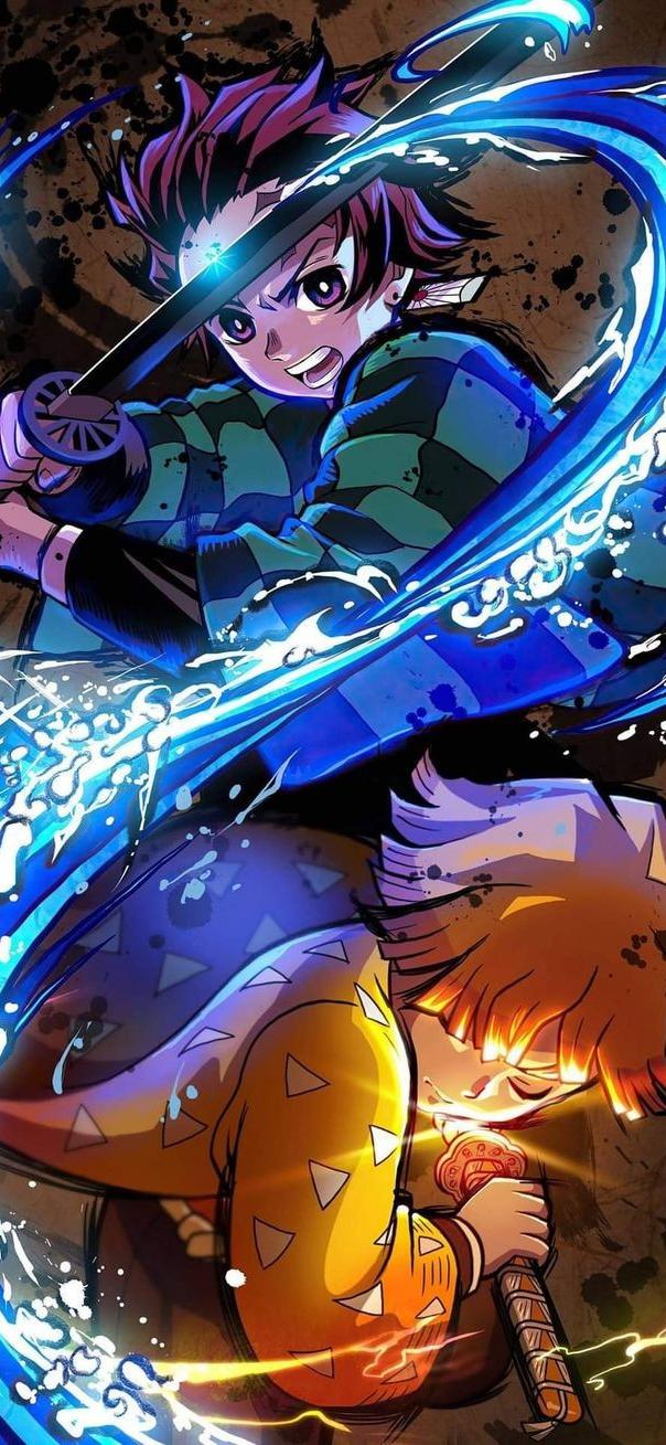 Tanjiro and Zenitsu Battle Stance