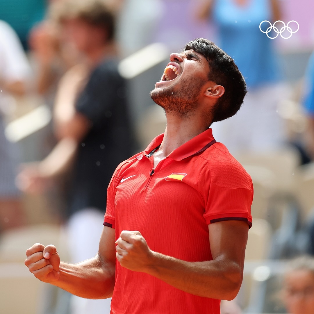 Carlos Alcaraz Celebrates Olympic Tennis Victory