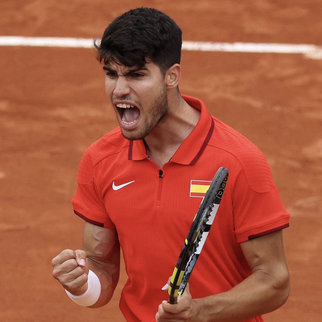 Carlos Alcaraz Celebrates on Clay Court