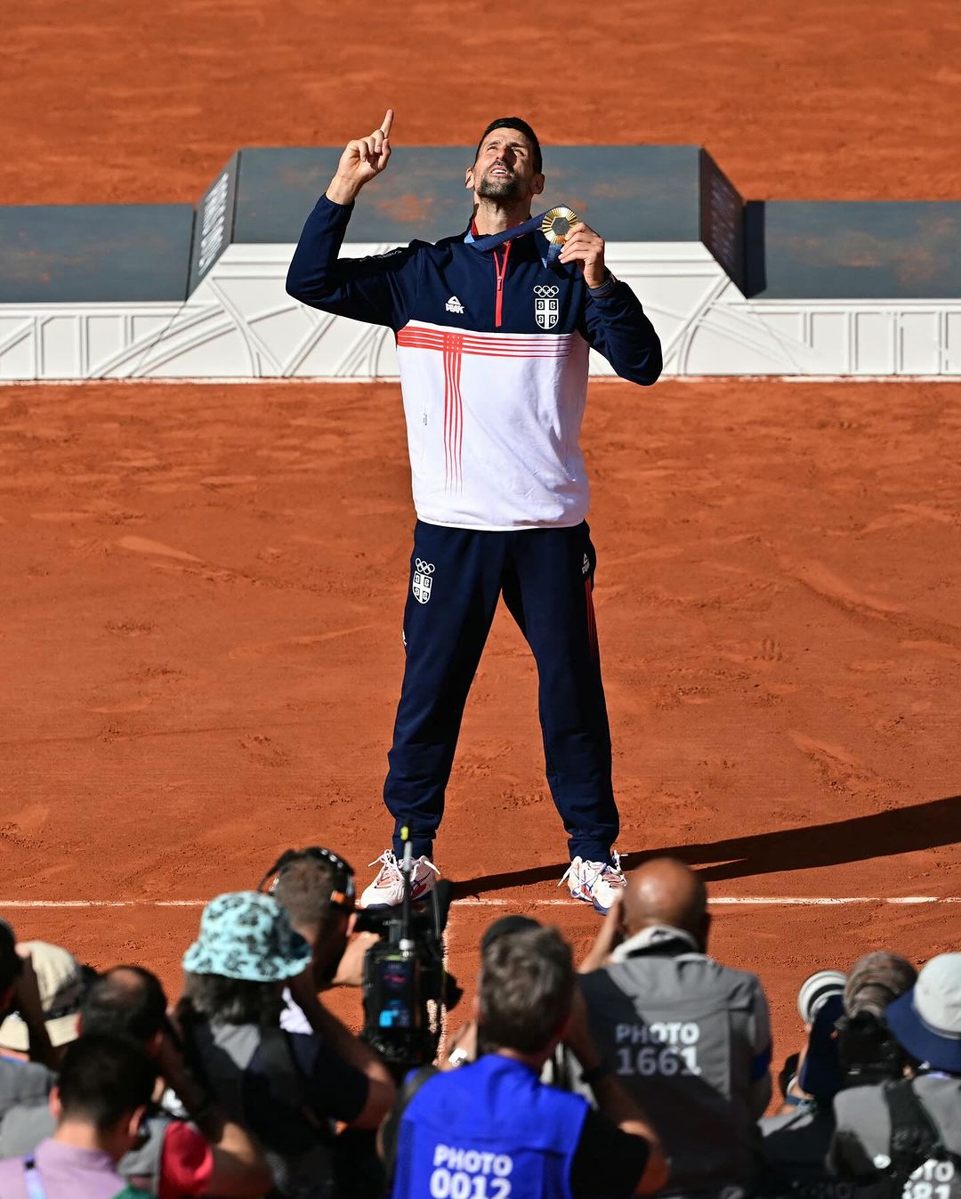 Djokovic Celebrates Olympic Gold Medal Win