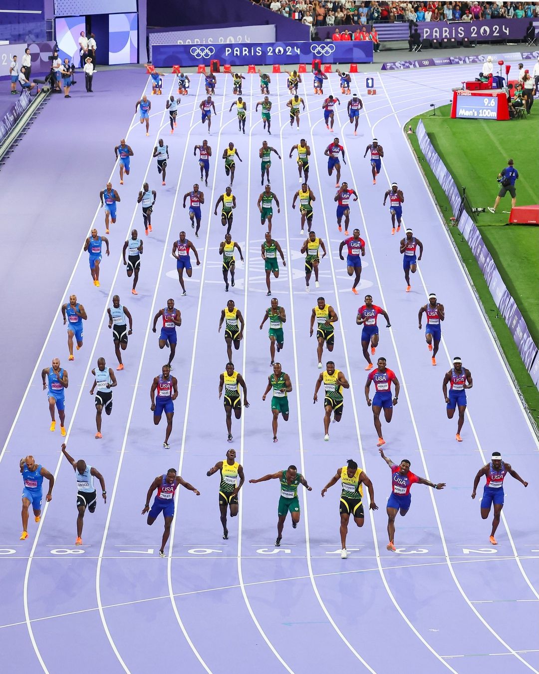 Paris 2024 Men's 100m Sprint Finish