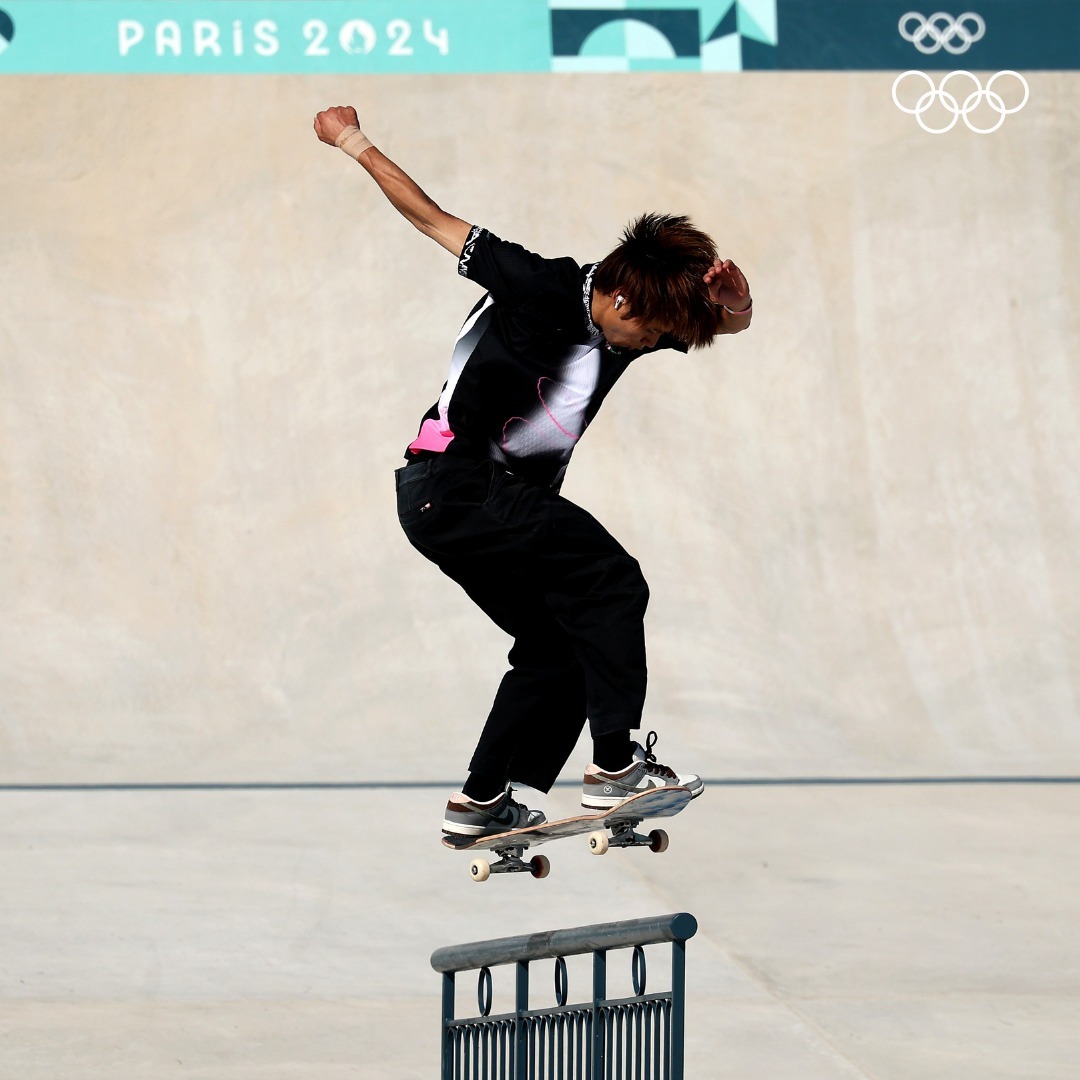Skateboarder Competing at Paris 2024 Olympics