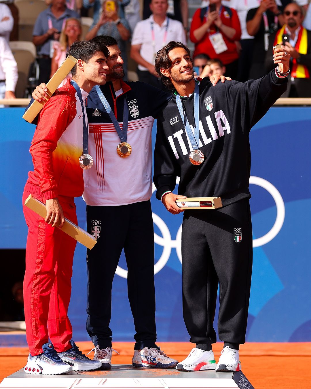 Olympic Tennis Medalists Taking Selfie