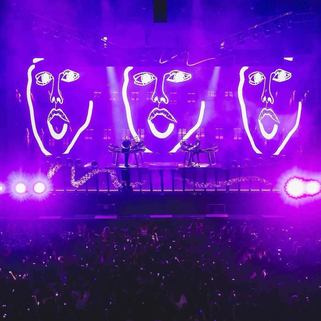Purple Lit DJ Concert Stage