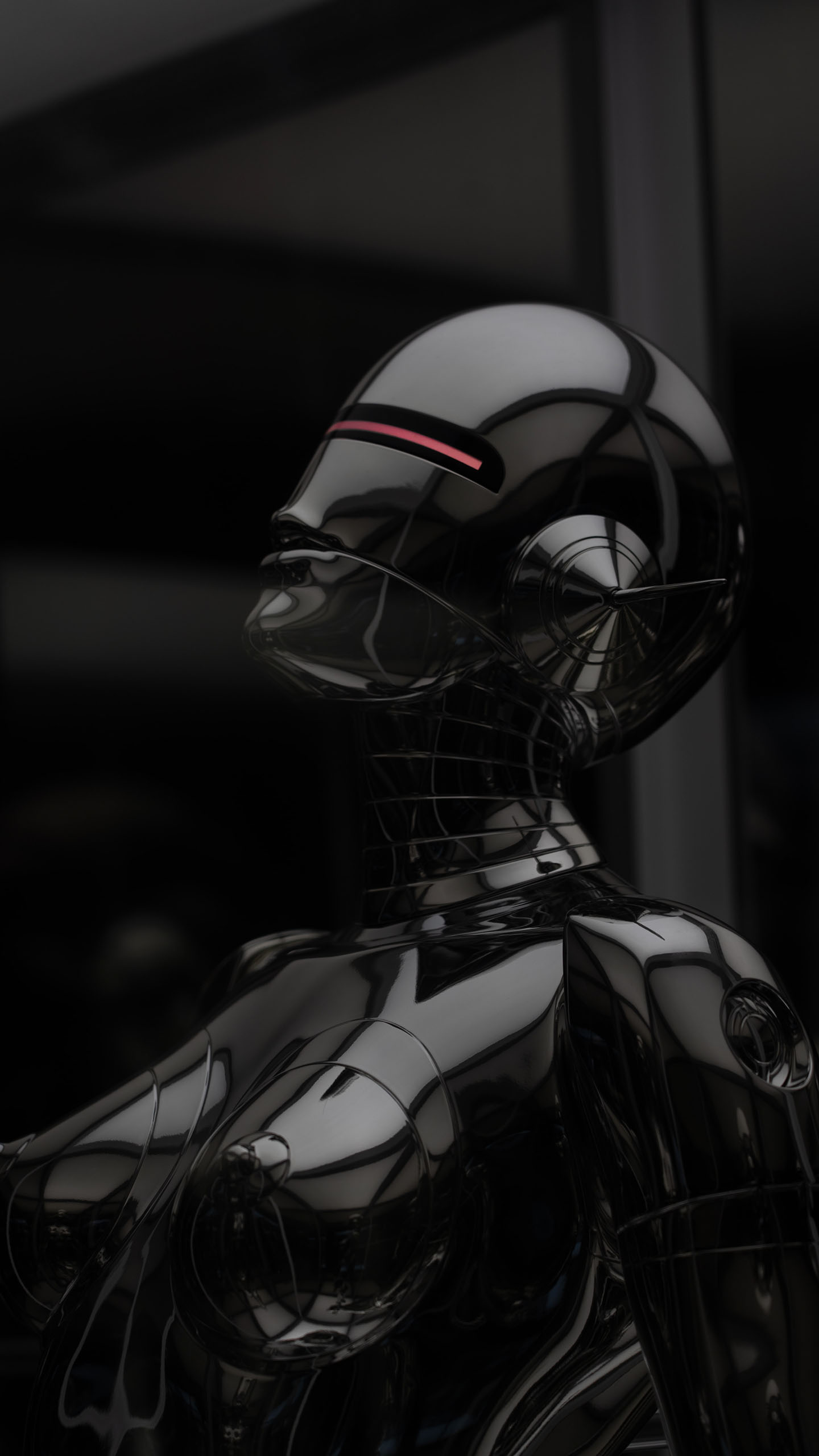 Futuristic Chrome Female Robot
