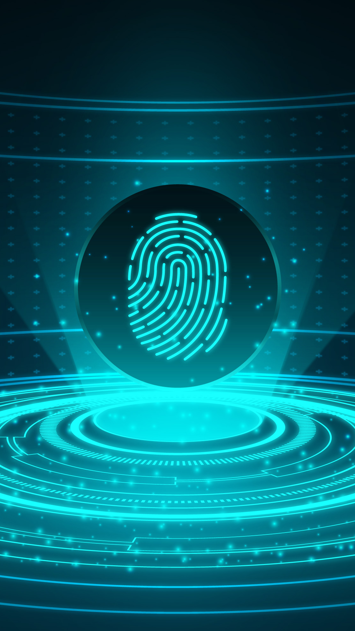 Neon Fingerprint Biometric Security Scan