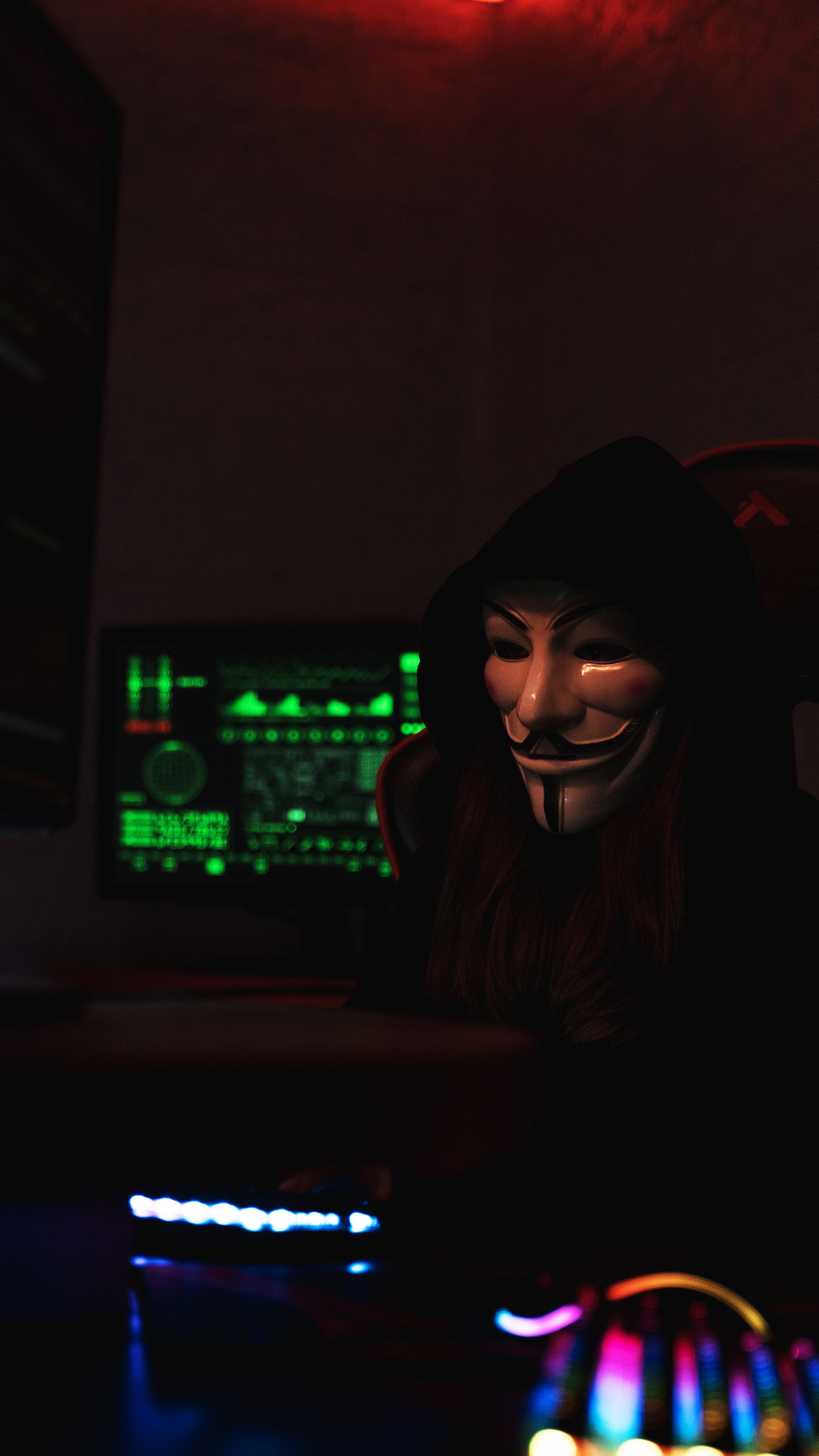 Anonymous Masked Hacker at Work