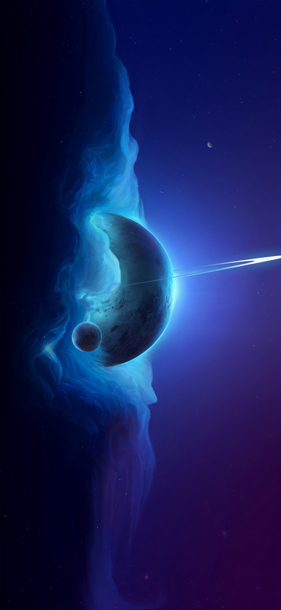 Planets in Blue Deep Space