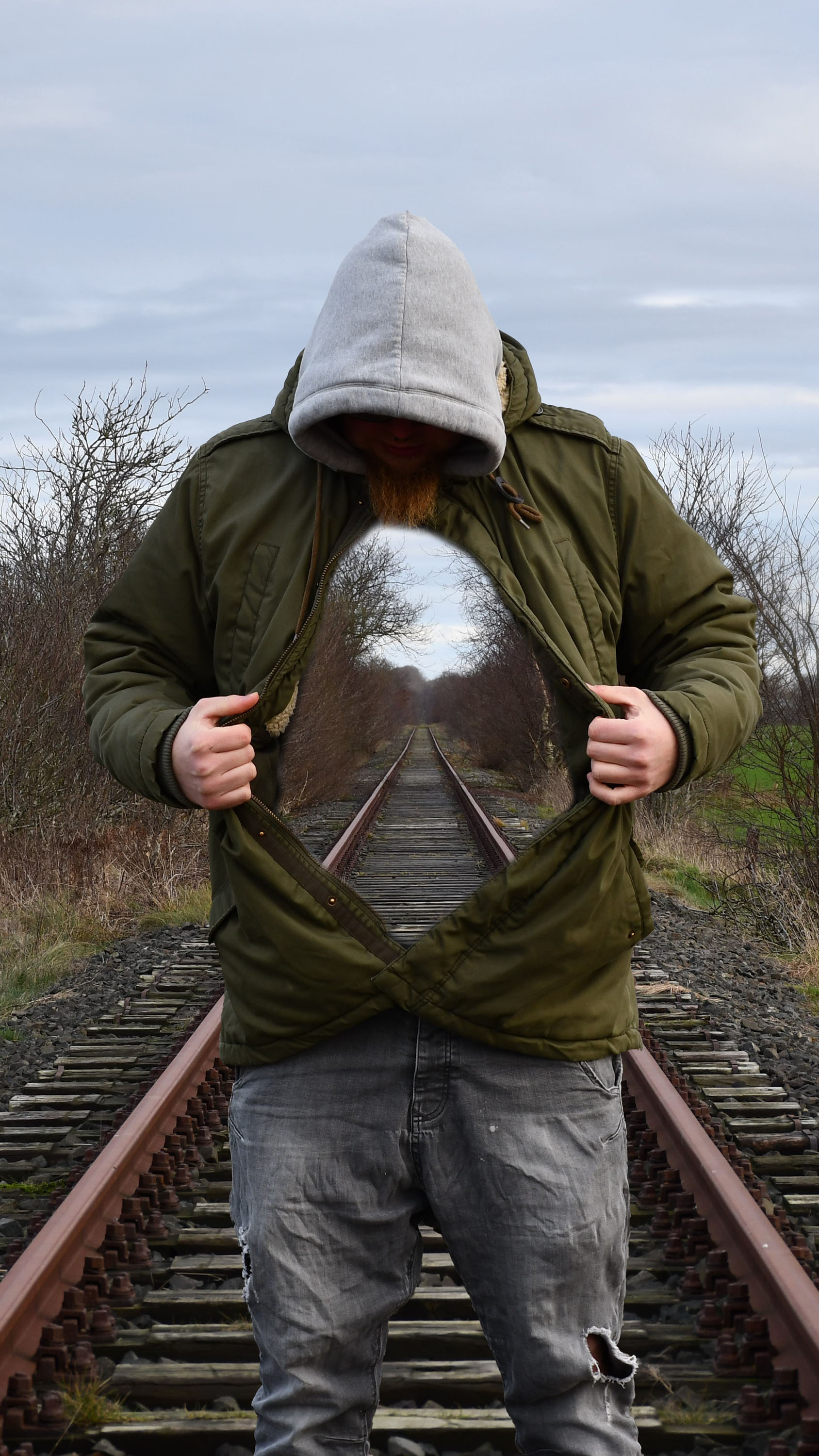 Surreal Train Track Body Illusion