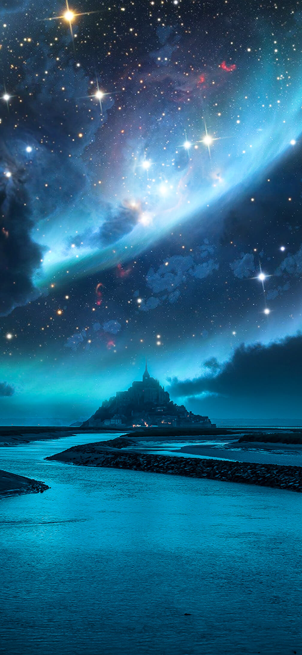 Mont Saint-Michel Starry Night View