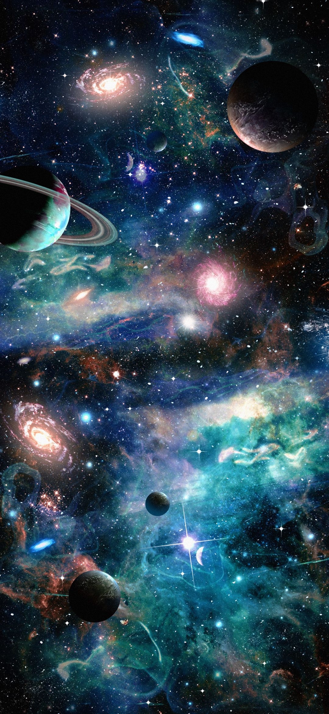 Deep Space with Planets and Galaxies
