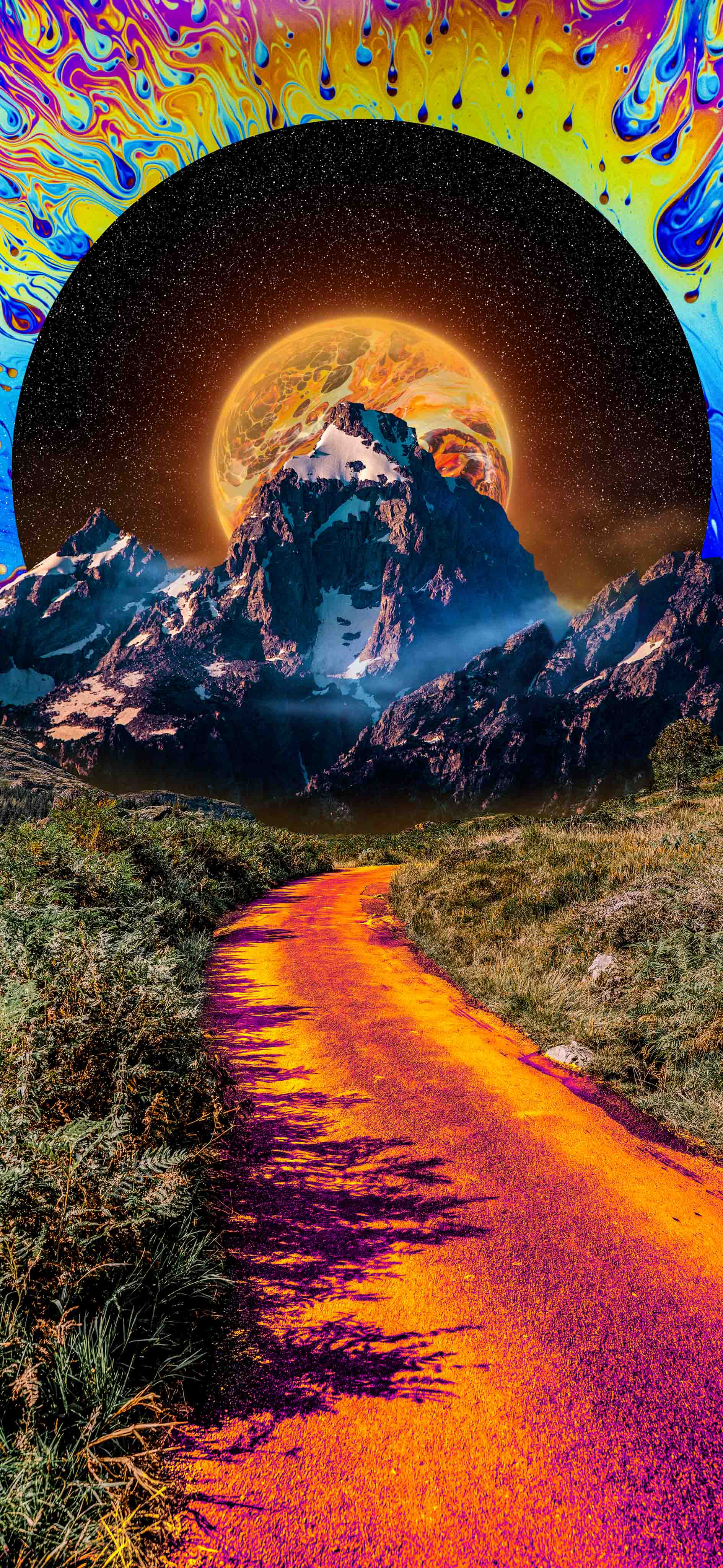 Psychedelic Surreal Mountain Path Landscape