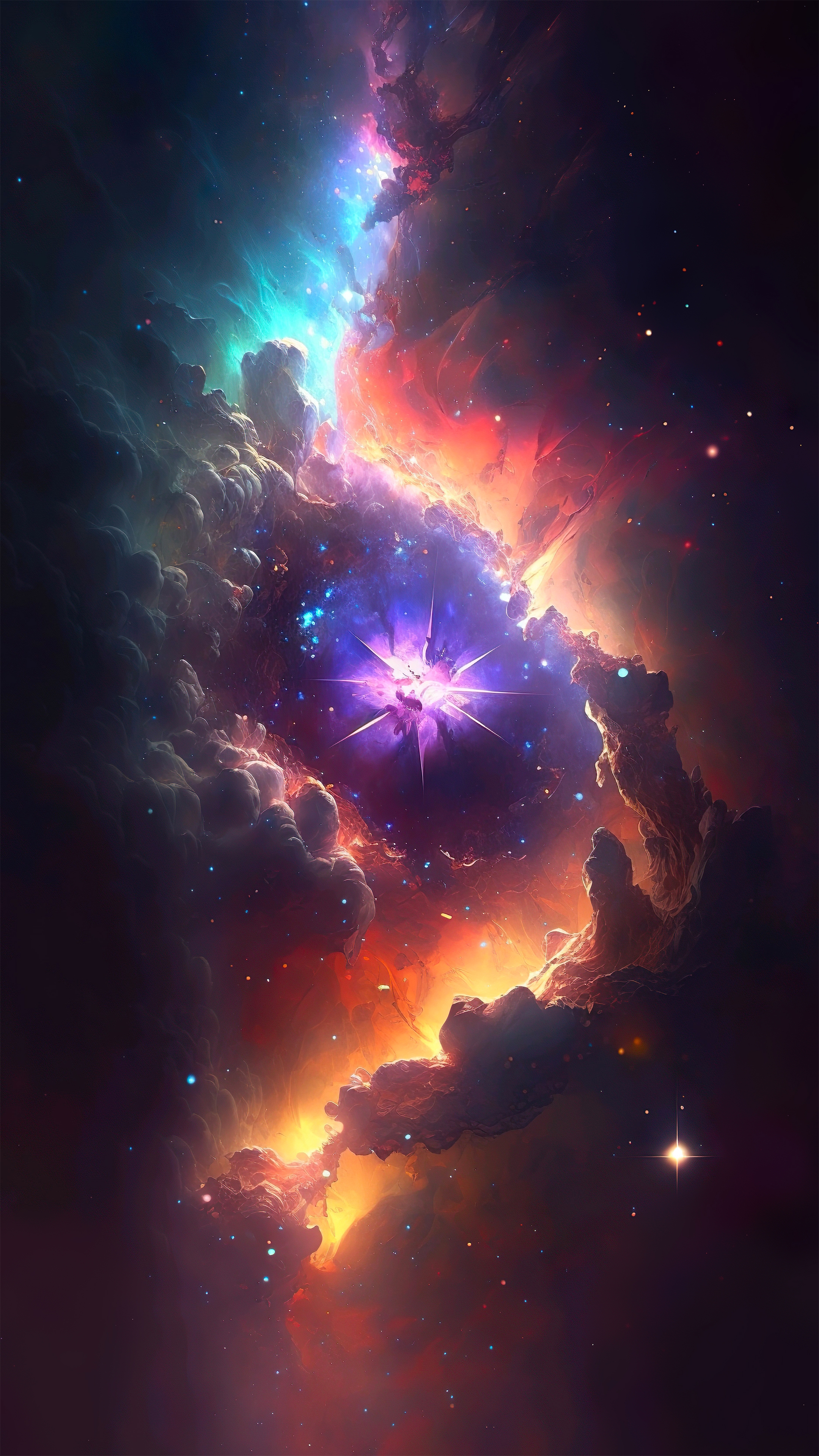 Colorful Cosmic Nebula in Deep Space