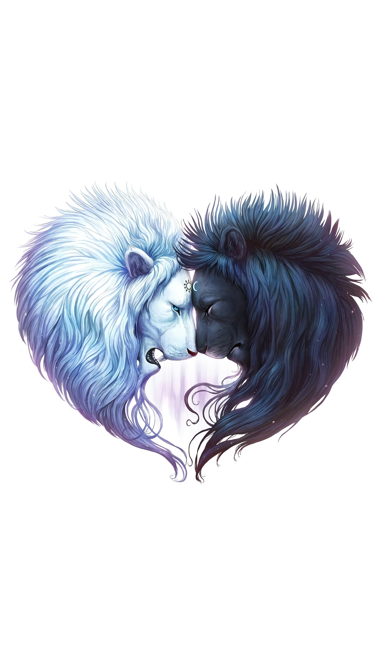 Two Lions Forming a Heart Shape