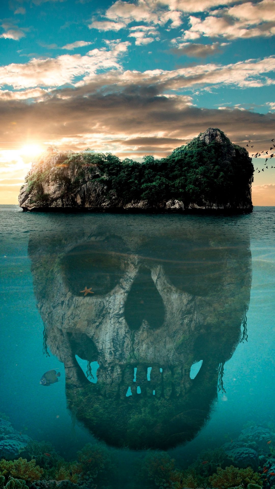 Skull Shaped Island Reflection