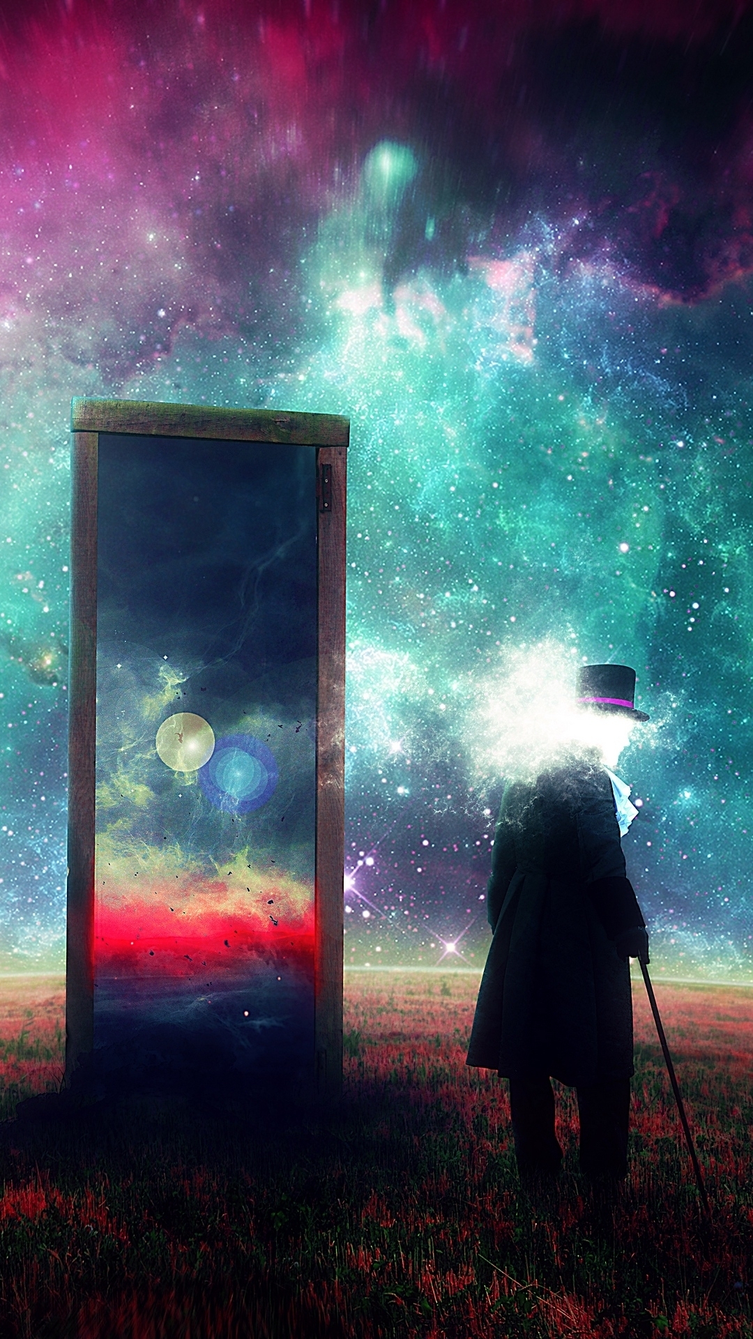 Mysterious Figure at Cosmic Doorway