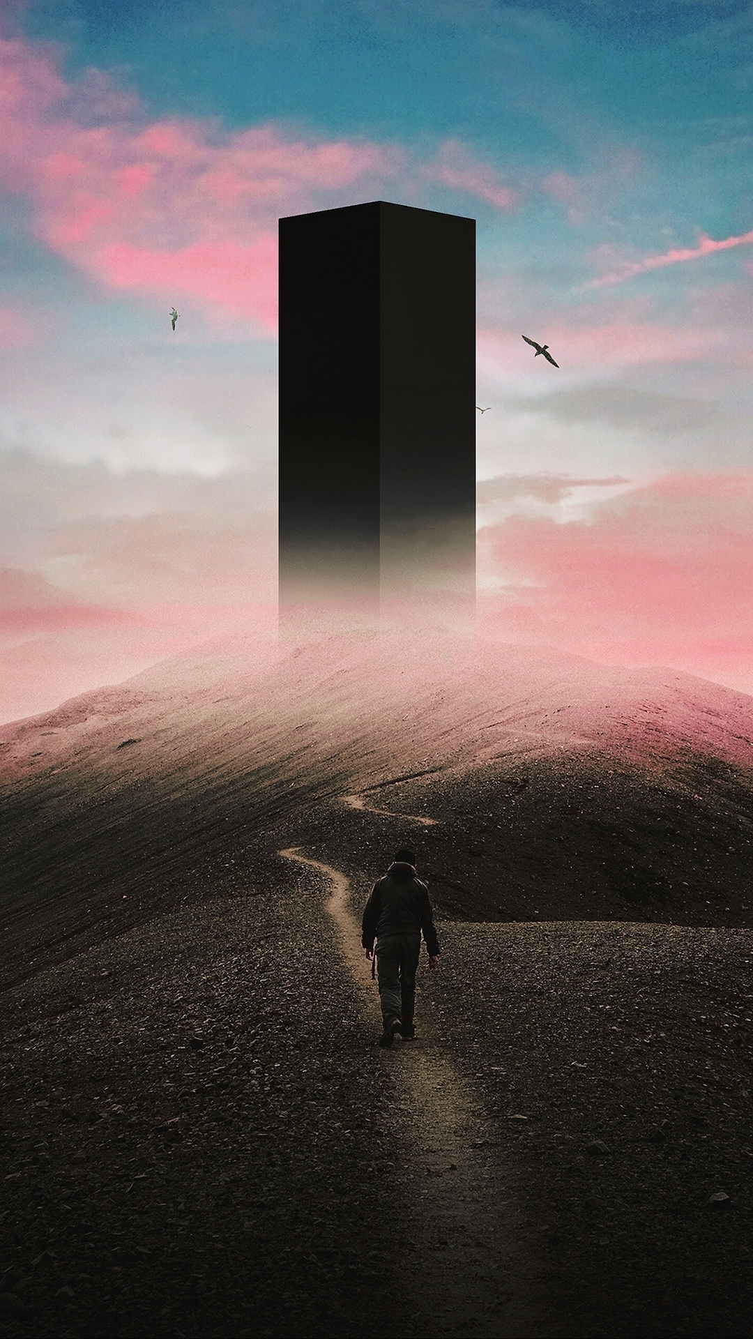 Walker Approaching Black Monolith