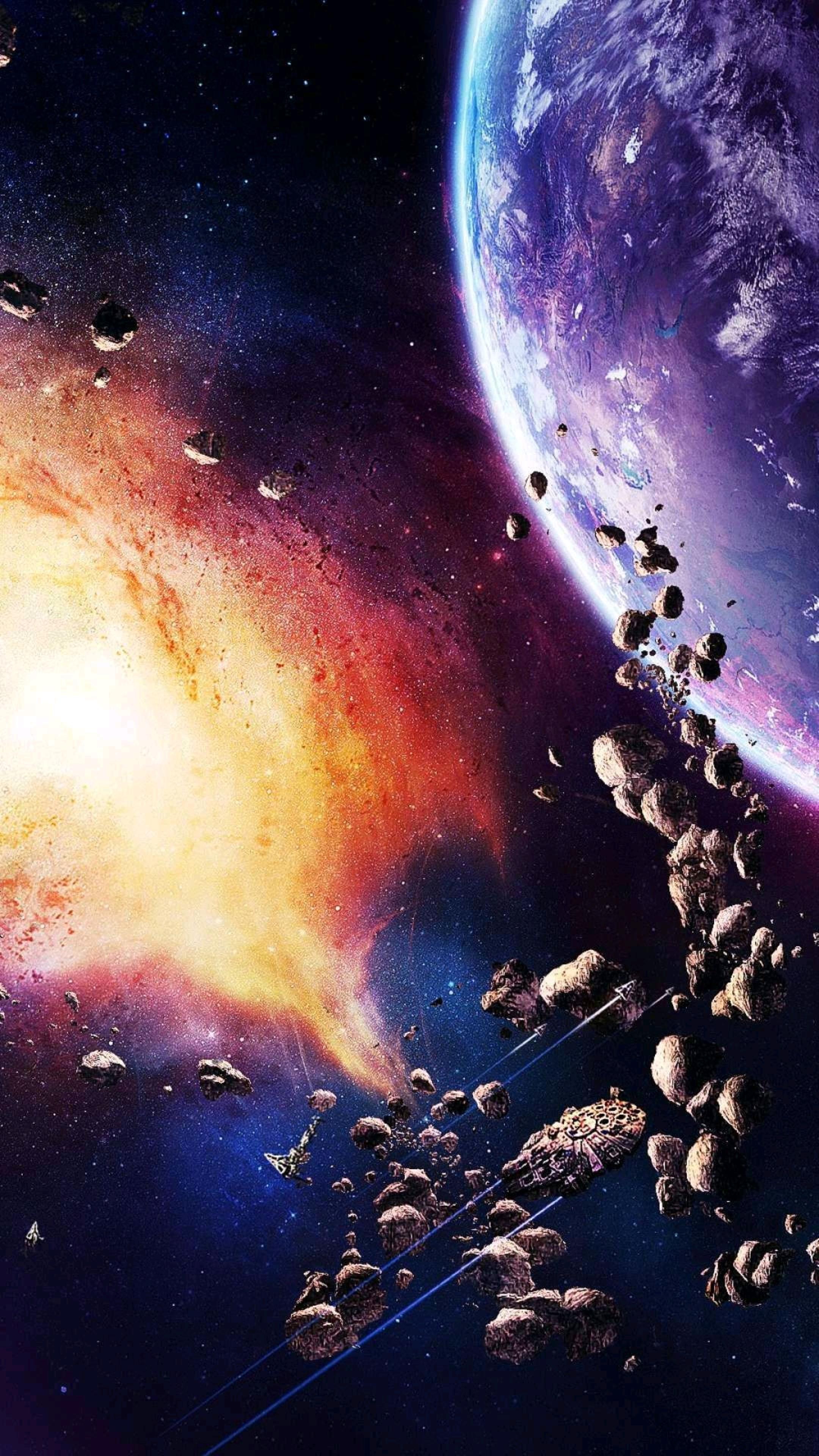 Asteroid Field Near Distant Planet