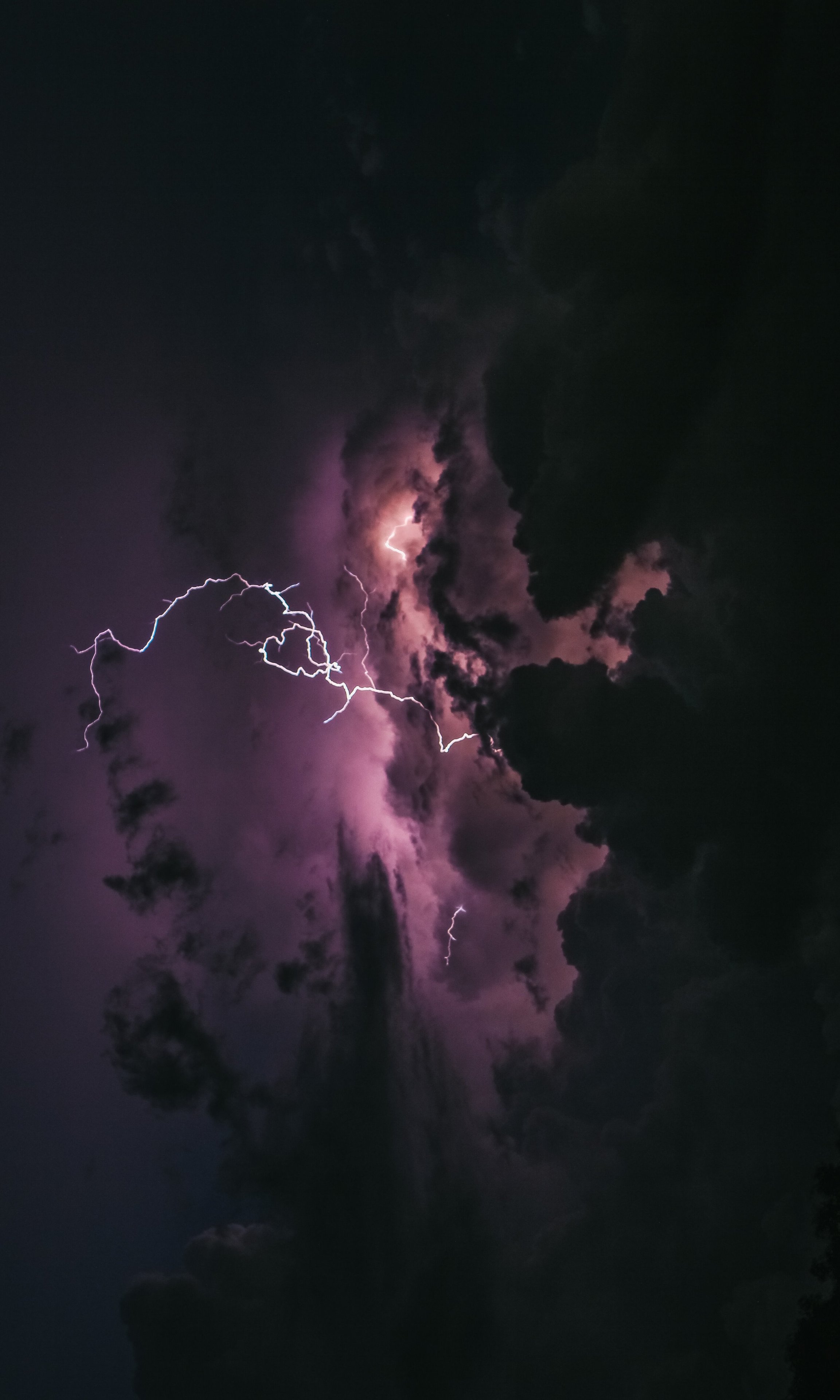Lightning in Night Stormy Sky