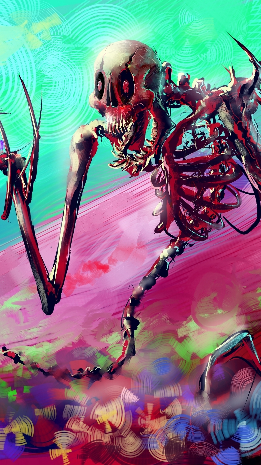 Menacing Red Skeletal Monster