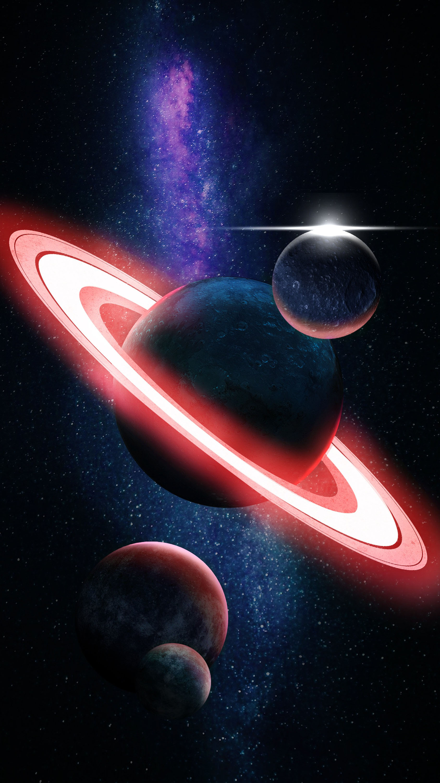 Ringed Planet System in Outer Space