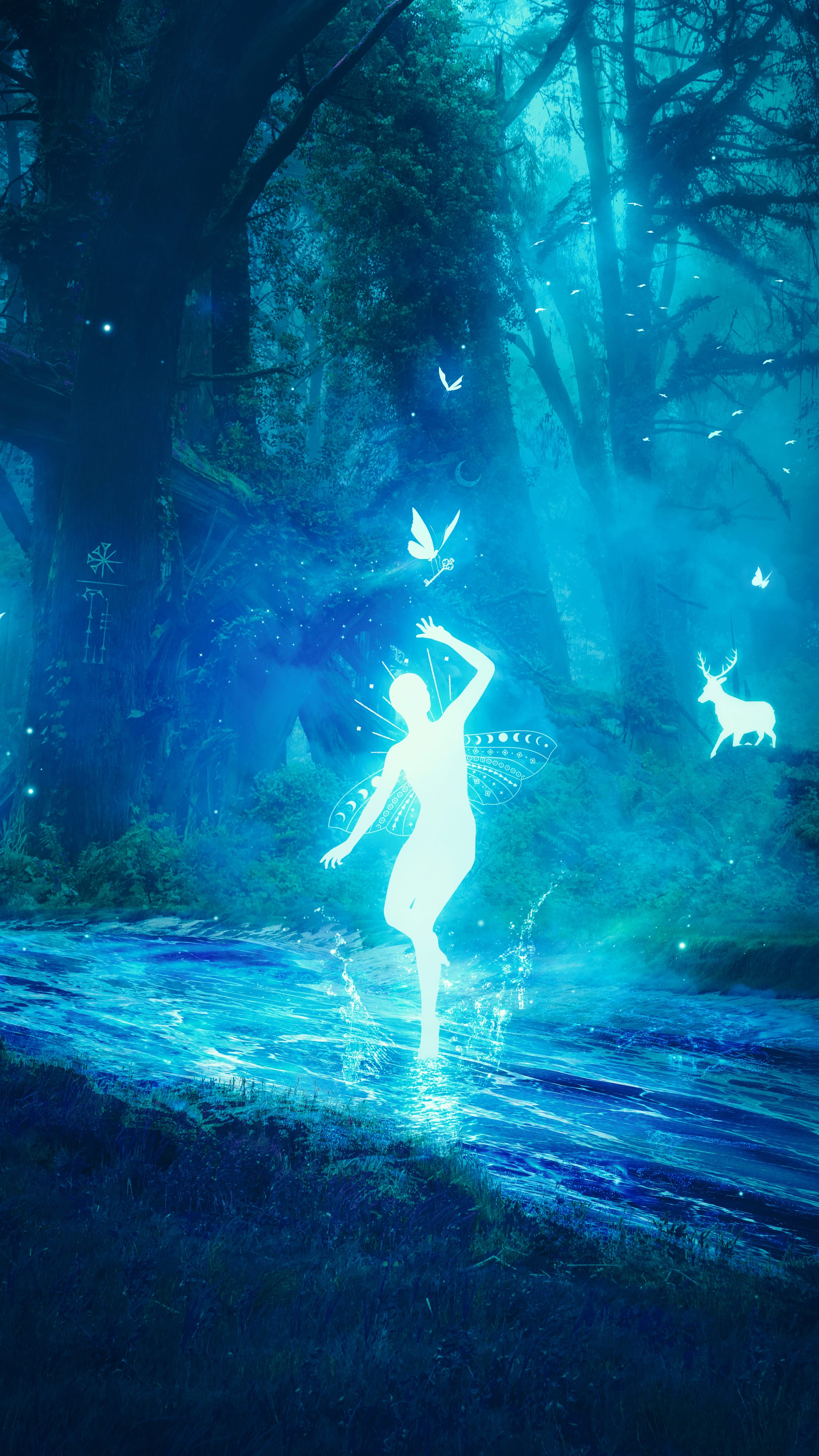Glowing Fairy Dancing in Enchanted Forest