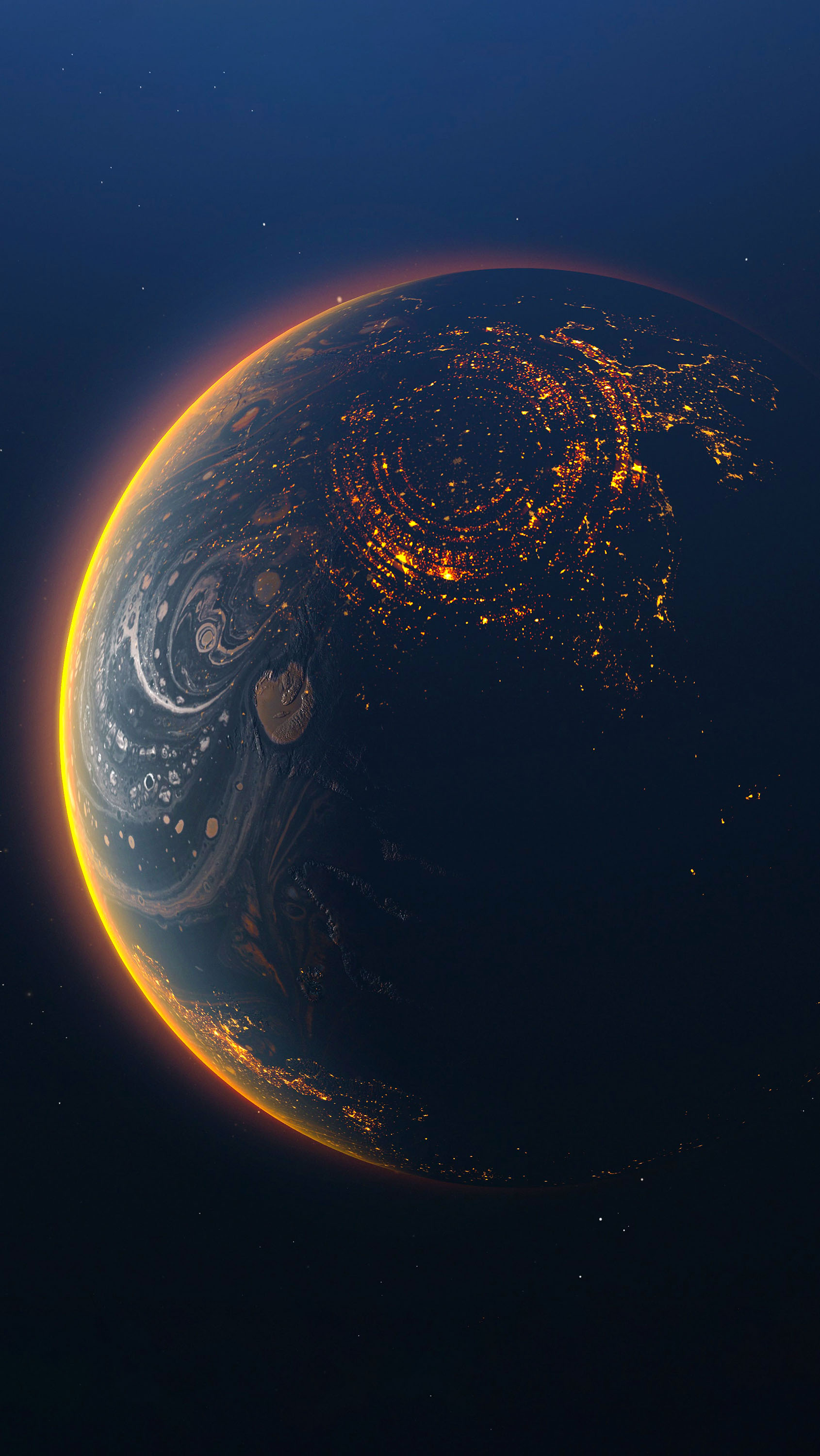 Planet Night View from Outer Space