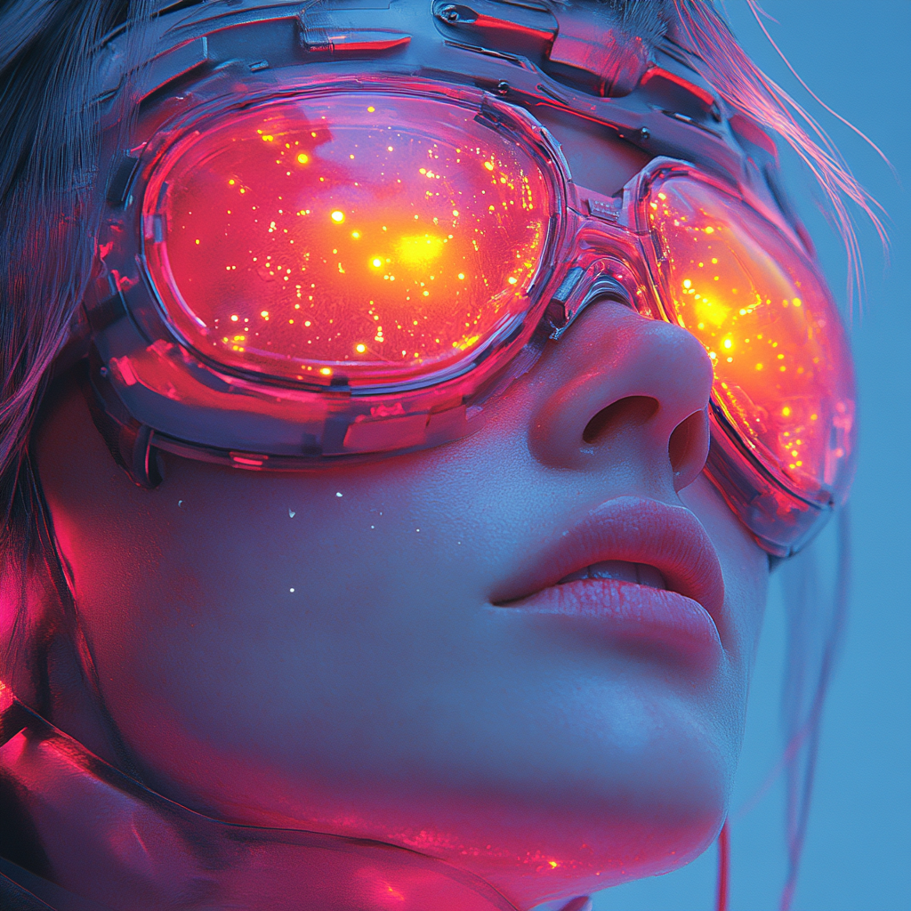 Cyberpunk Character with Glowing Red Goggles