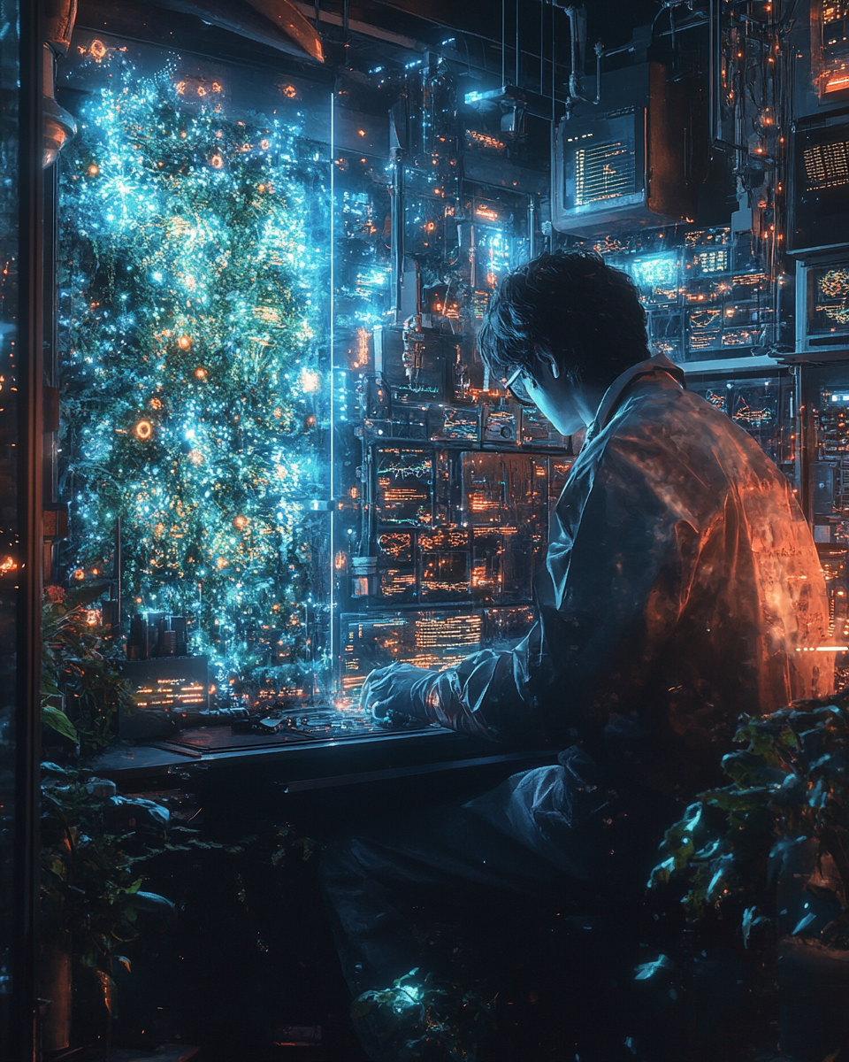Cyberpunk Lab Researcher At Work